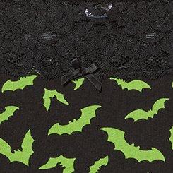 Cotton Mid-Rise Lace Trim Boyshort Panty, BAT SILHOUETTES RICH BLACK, swatch