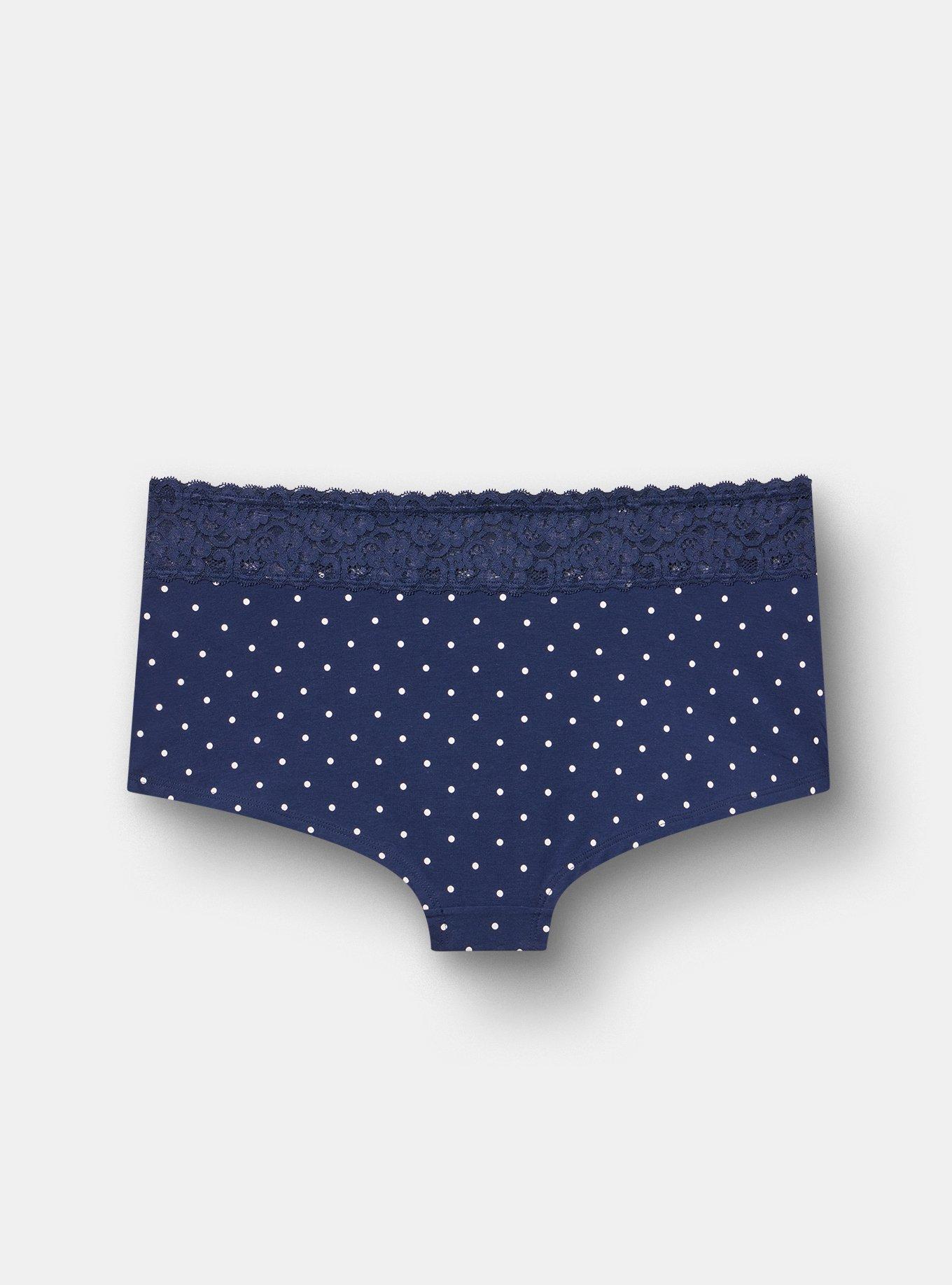 Cotton Mid-Rise Lace Trim Boyshort Panty