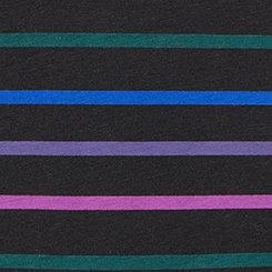 Plus Size Cotton Mid-Rise Lace Trim Boyshort Panty, PRETTY MULTI STRIPE RICH BLACK, swatch