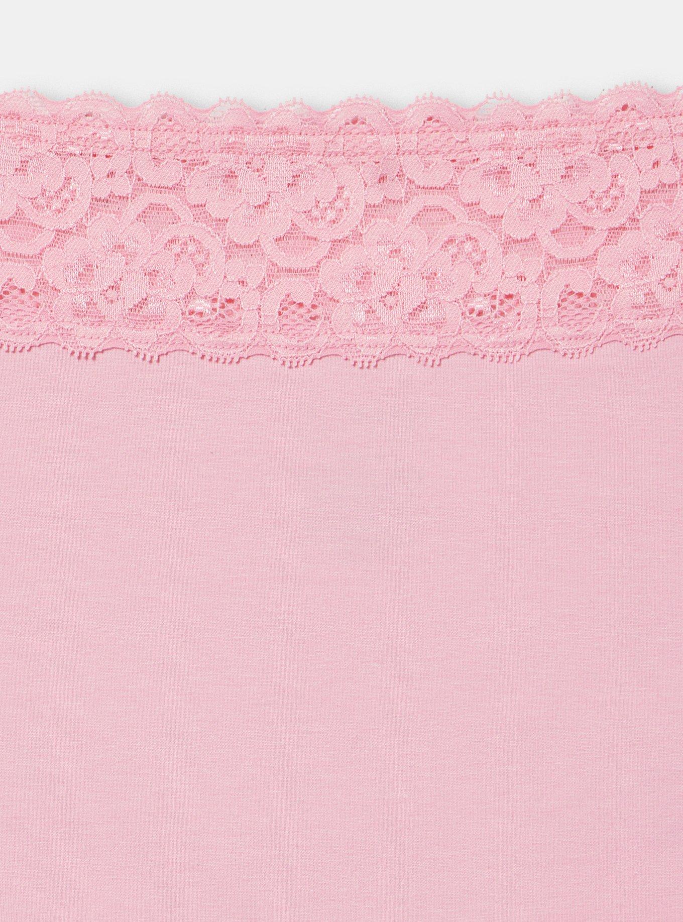 Cotton Mid-Rise Lace Trim Boyshort Panty, EAT CAKE SEA PINK, alternate