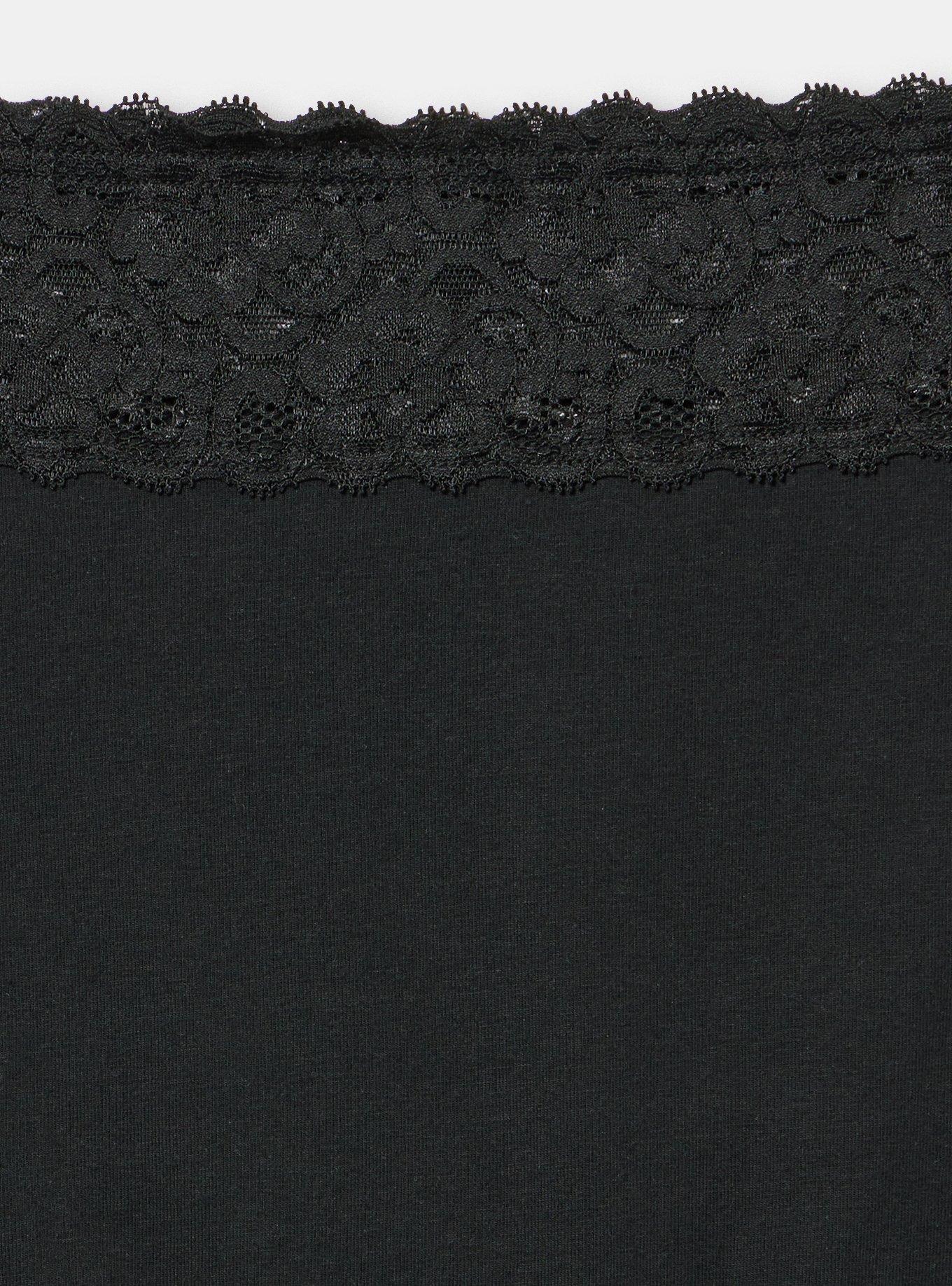 Cotton Mid-Rise Lace Trim Boyshort Panty, HEART WEB RICH BLACK, alternate