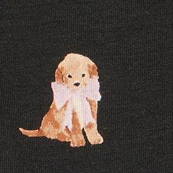 Plus Size Cotton Mid-Rise Lace Trim Boyshort Panty, HOLIDAY PUPS RICH BLACK, swatch