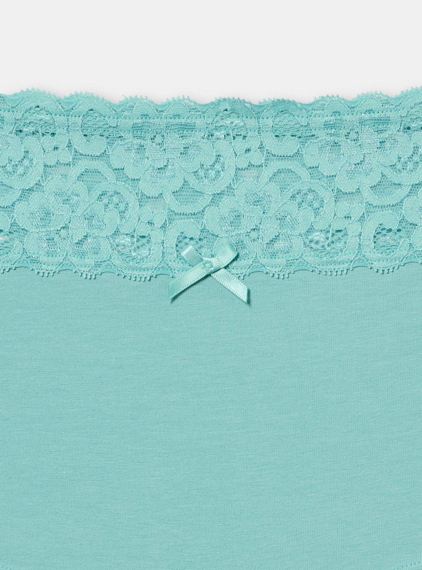 Cotton Mid-Rise Lace Trim Boyshort Panty, CANTON, alternate