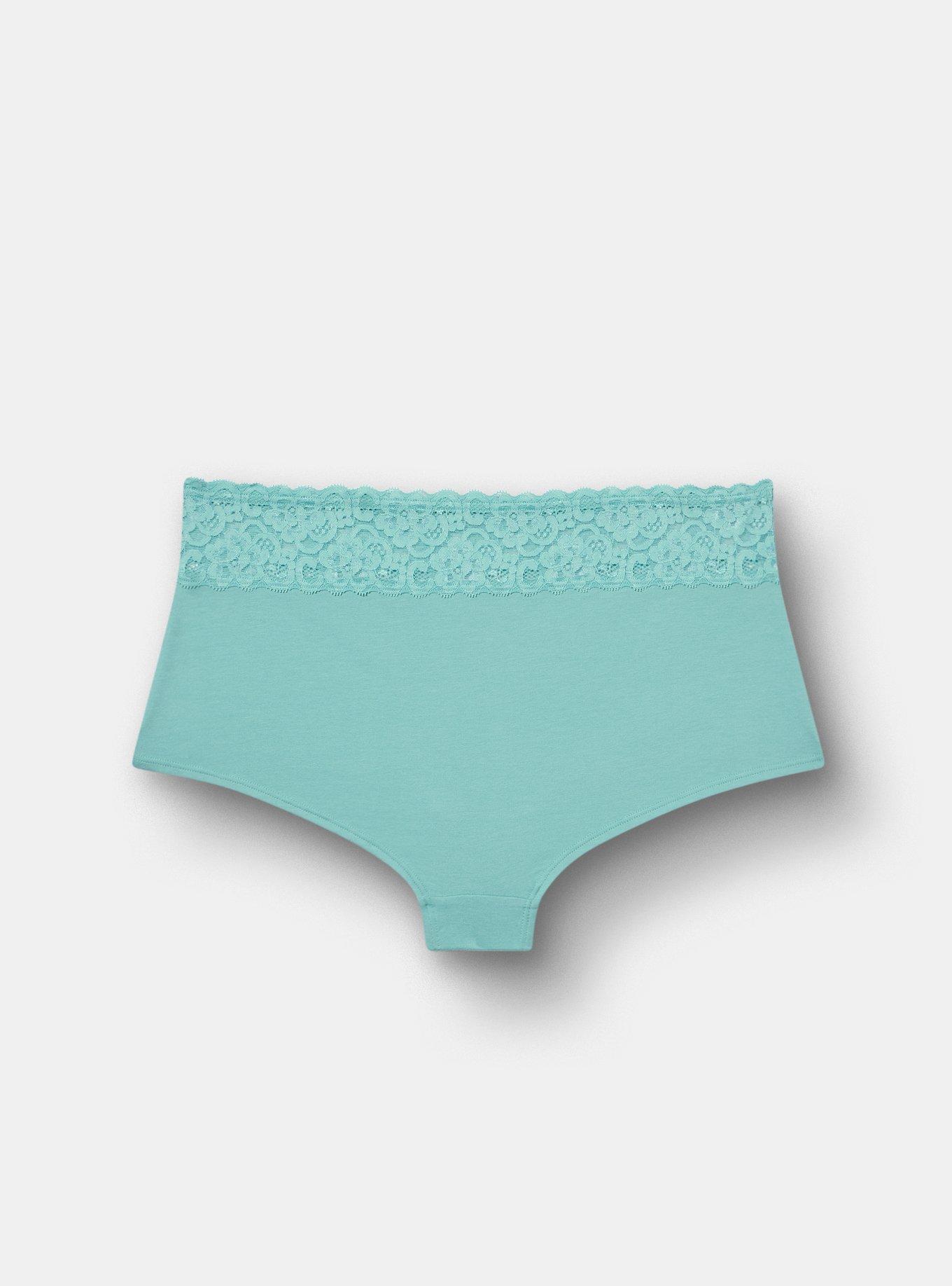 Cotton Mid-Rise Lace Trim Boyshort Panty, CANTON, alternate
