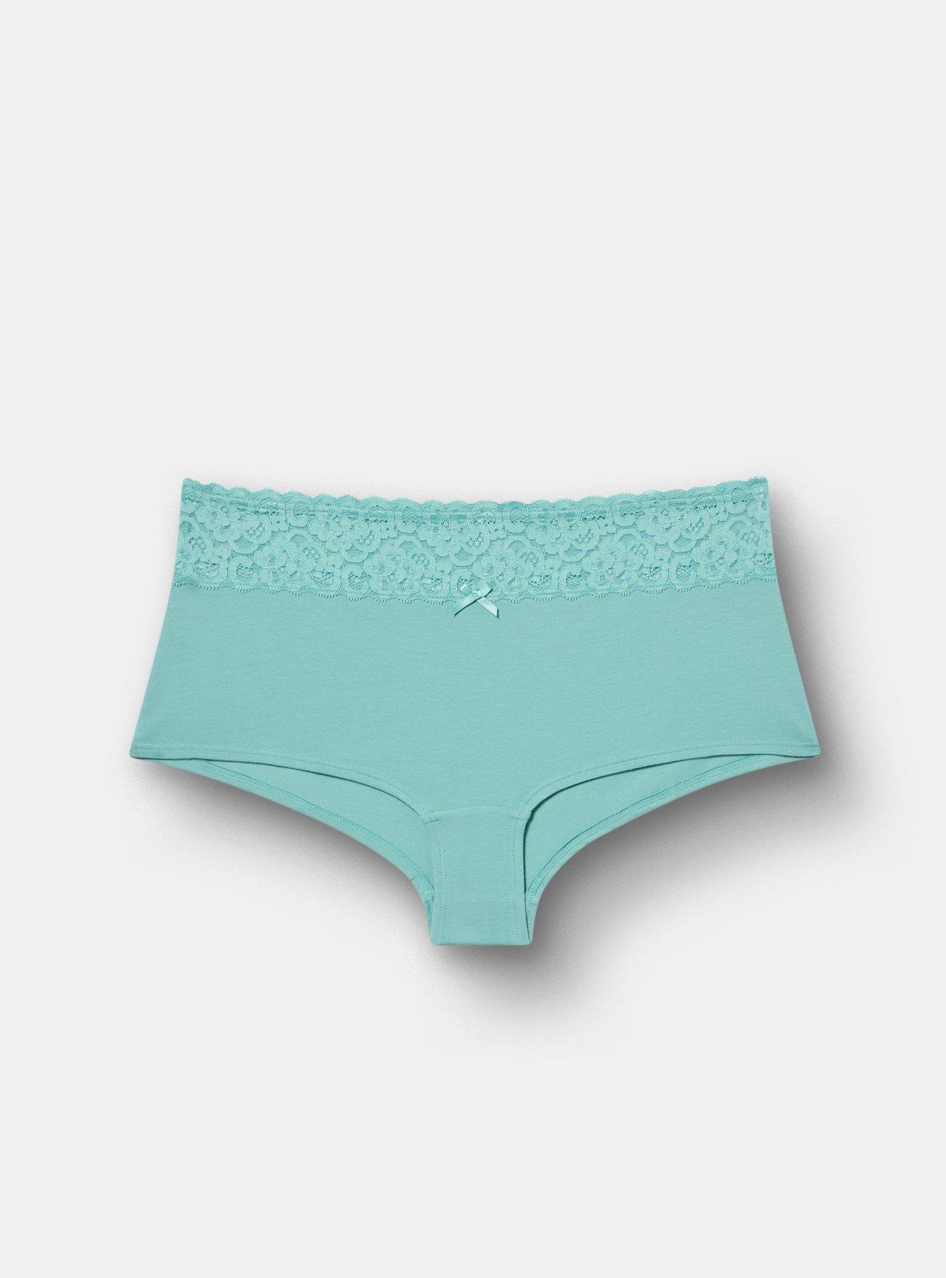 Cotton Mid-Rise Lace Trim Boyshort Panty, CANTON, hi-res
