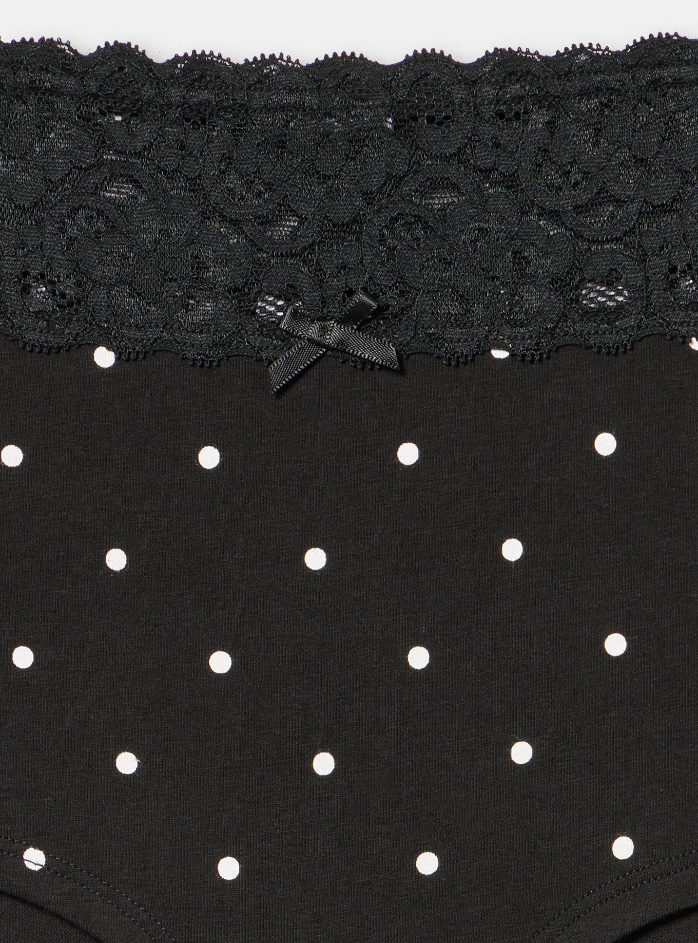 Cotton Mid-Rise Lace Trim Boyshort Panty, SYDNEY DOTS BLACK, alternate