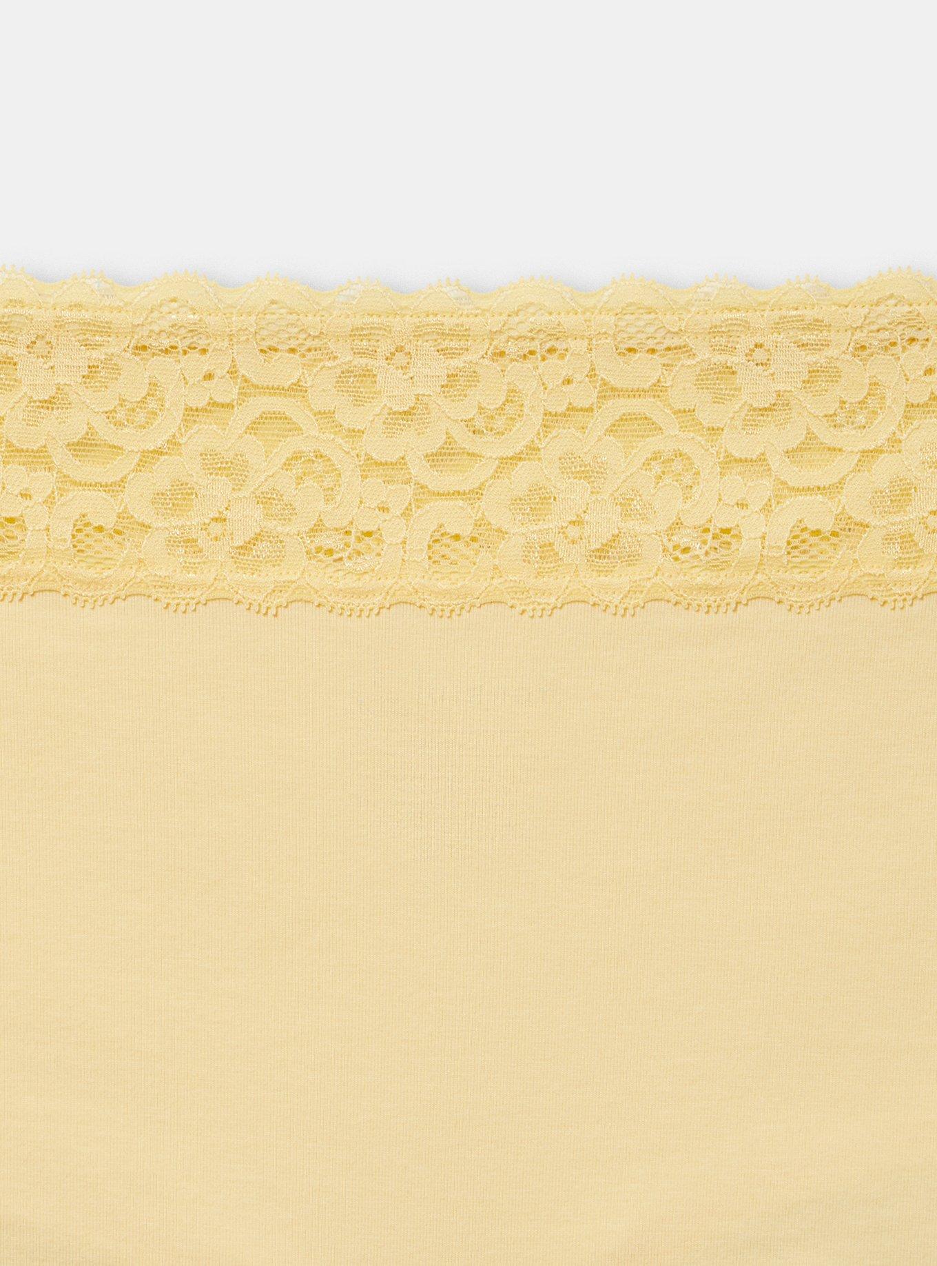 Cotton Mid-Rise Lace Trim Boyshort Panty, GOLDEN HAZE, alternate
