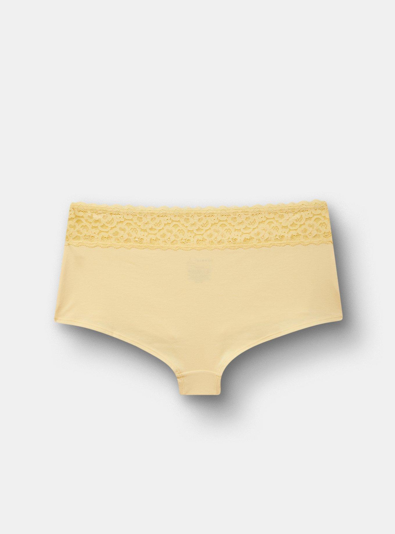 Cotton Mid-Rise Lace Trim Boyshort Panty, GOLDEN HAZE, alternate