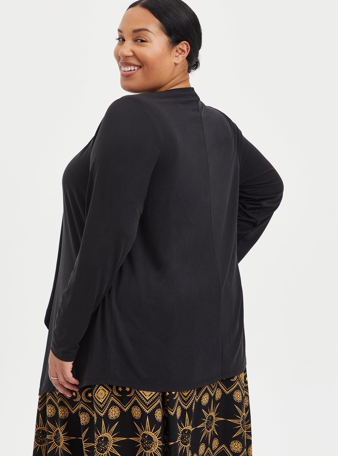 Plus Size Cardigan Drape Front, ASPHALT, alternate
