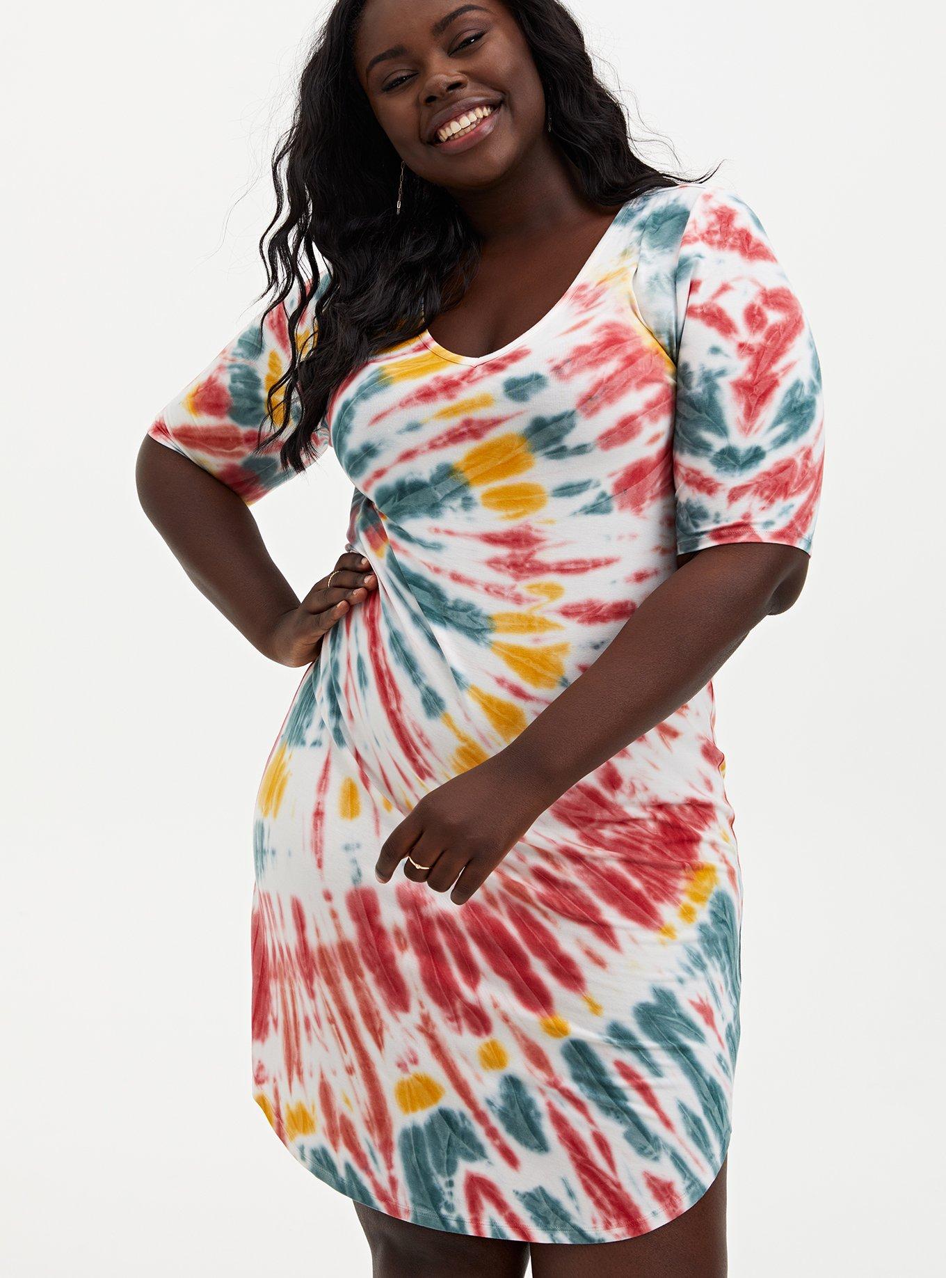 Tie dye t hotsell shirt dress plus size