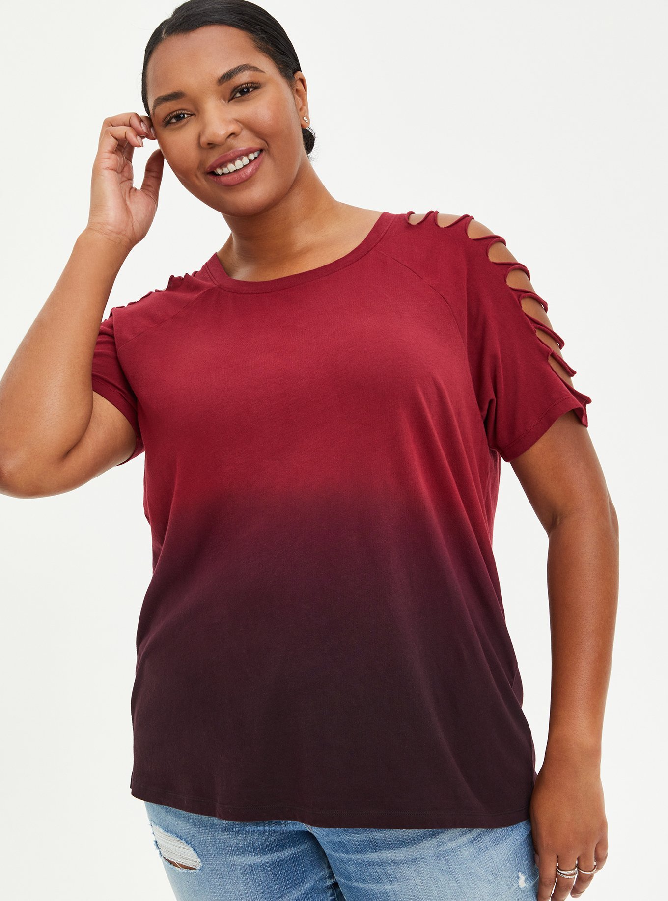 Plus Size - Classic Fit Cotton Crew Neck Slasher Raglan Tee - Torrid