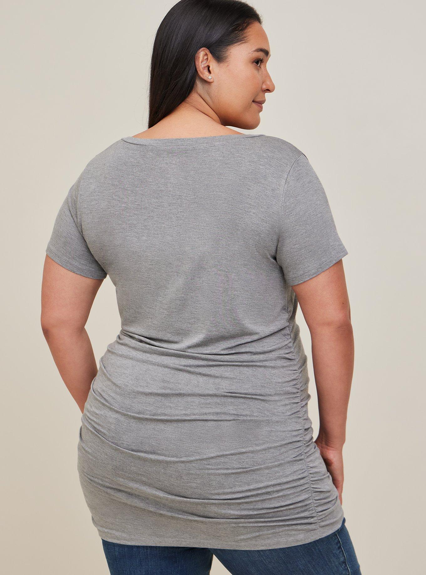 Maternity Super Soft Scoop Neck Shirred Tee, HEATHER GREY, alternate