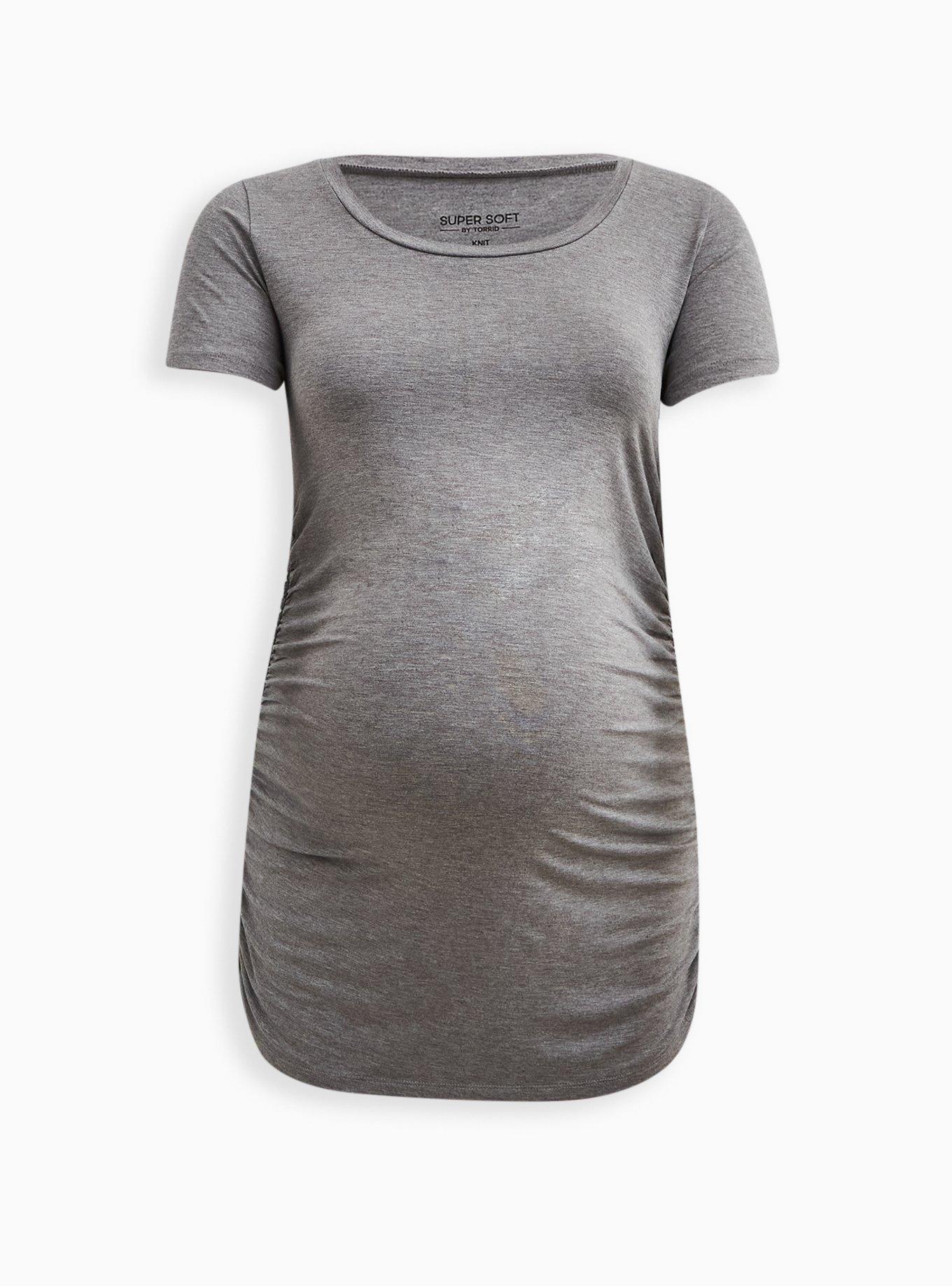 Maternity Super Soft Scoop Neck Shirred Tee, HEATHER GREY, hi-res