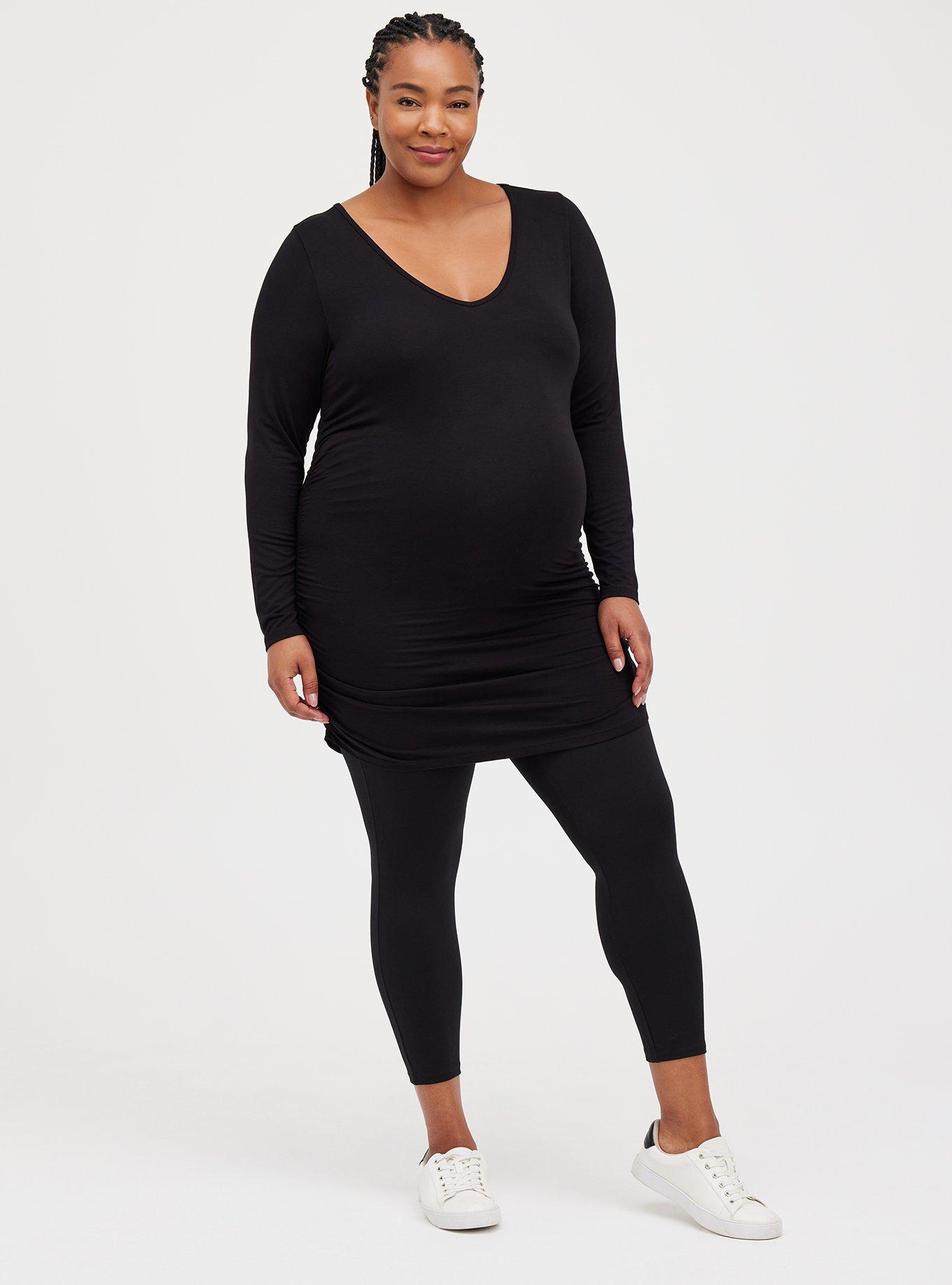 Maternity Super Soft Long Sleeve Tunic Tee, DEEP BLACK, alternate