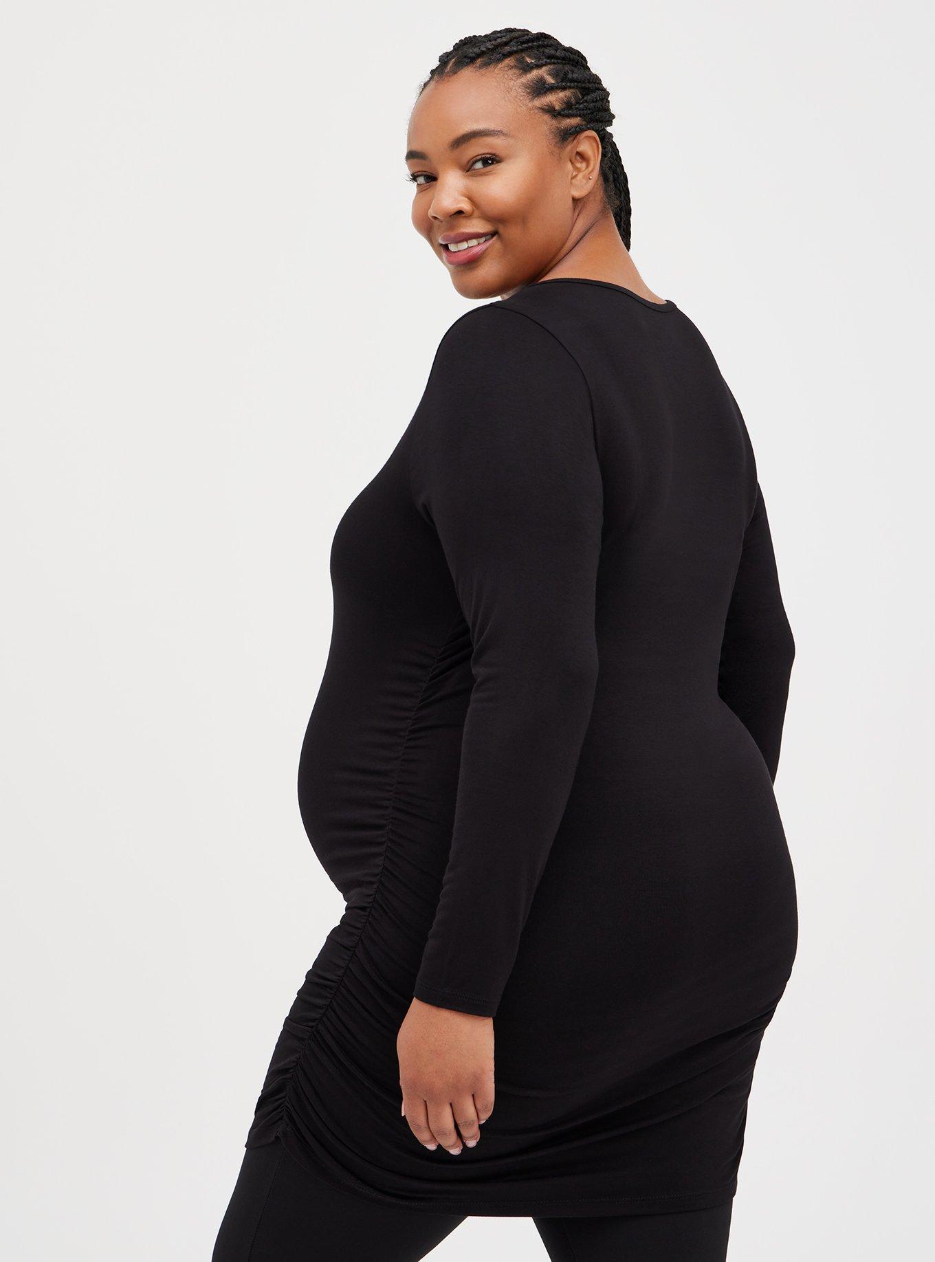 Maternity Super Soft Long Sleeve Tunic Tee, DEEP BLACK, alternate