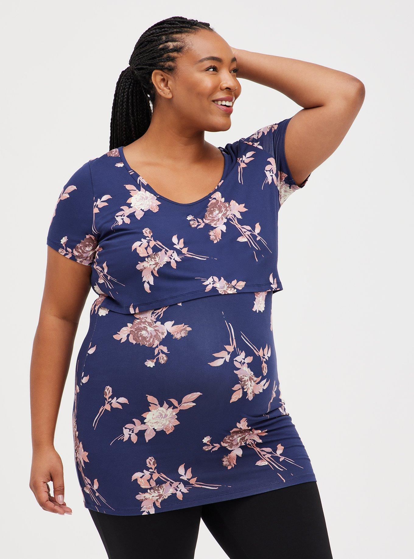 Boob Short-sleeved Ruched Maternity & Nursing Top - Peacock - 100% Lyocell!  woman