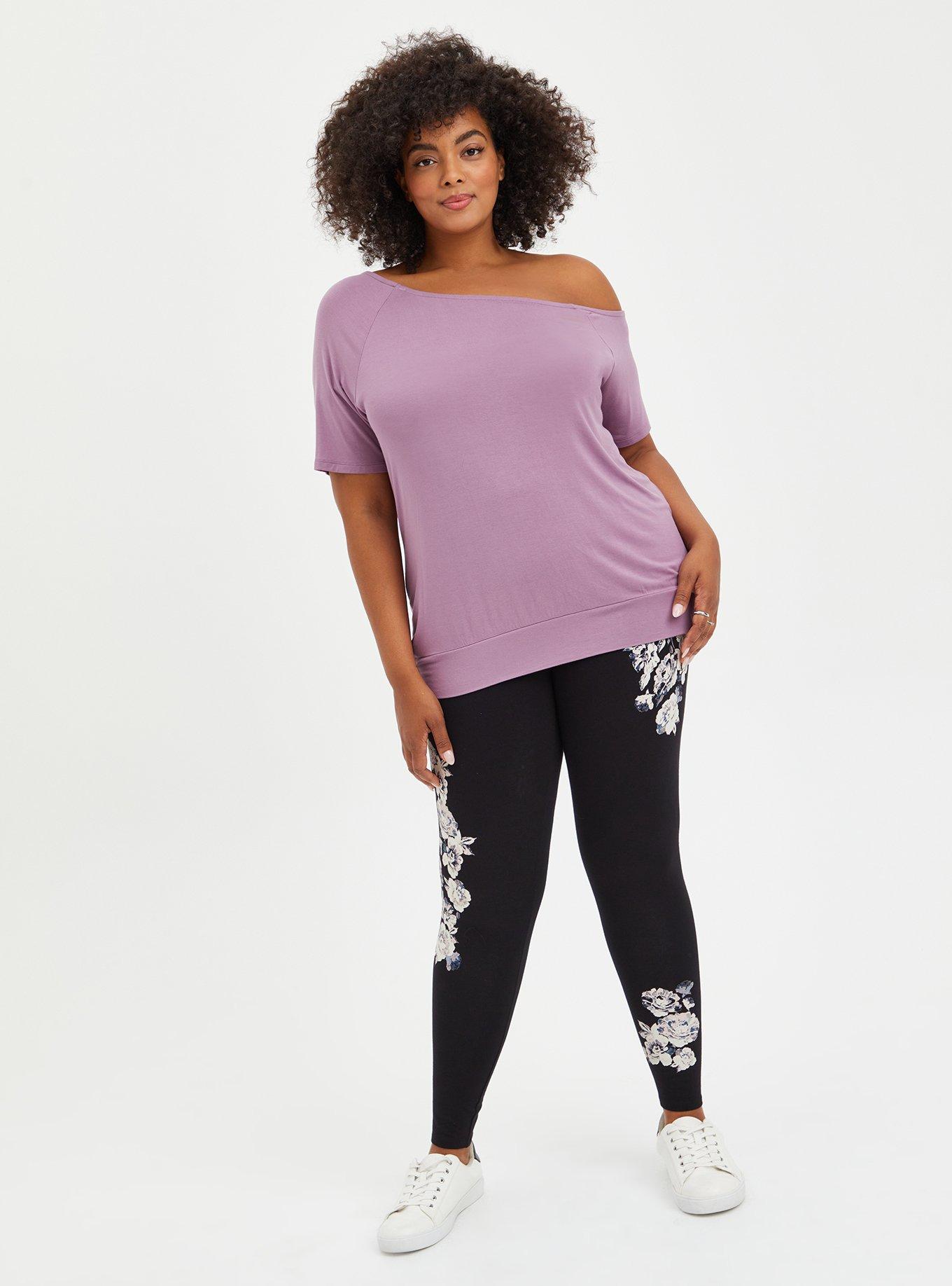 Plus Size Premium Legging - Floral Black, BLACK, alternate