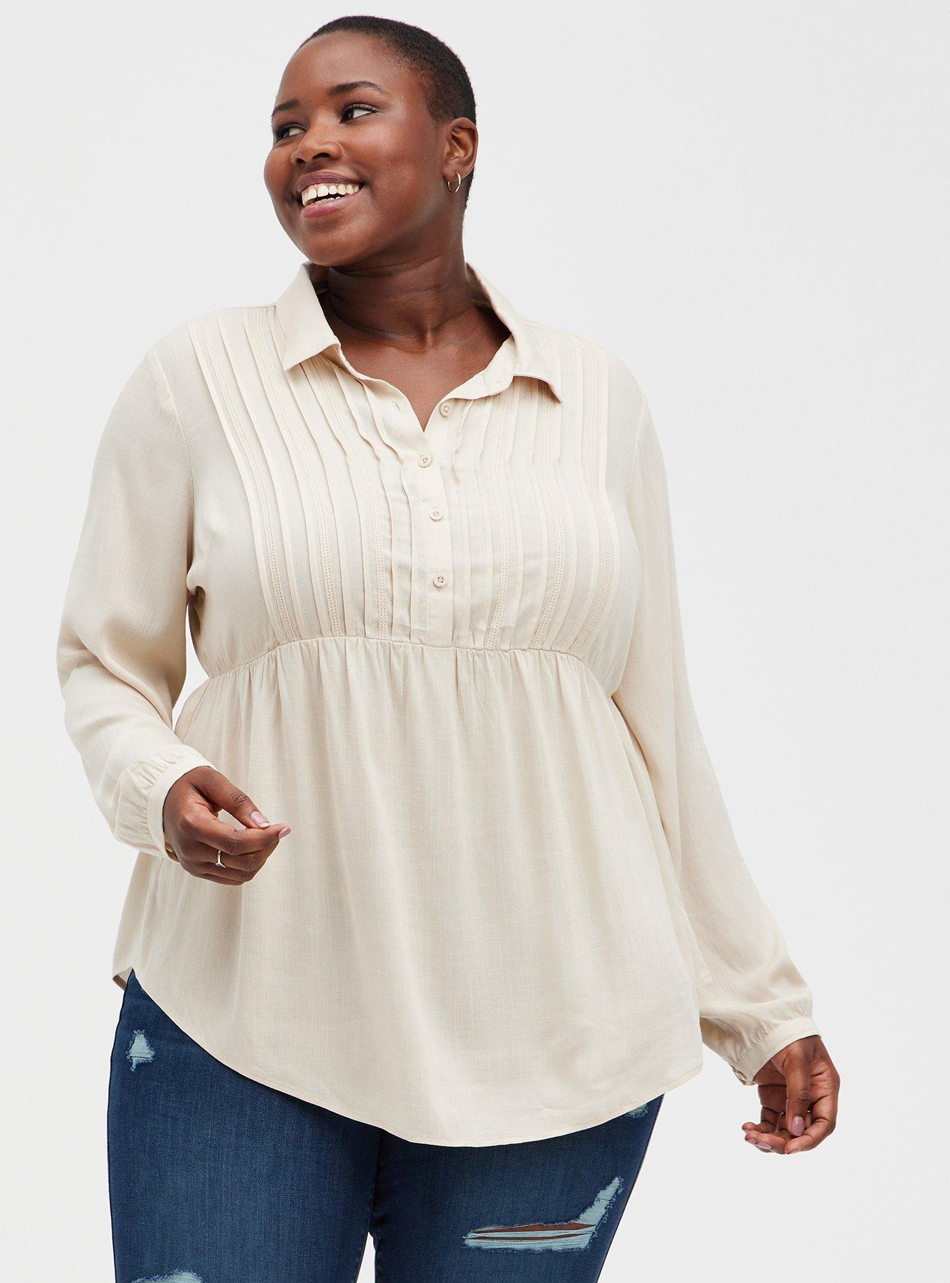 Plus Size - Rayon Slub Lace Trim Tunic Top - Torrid
