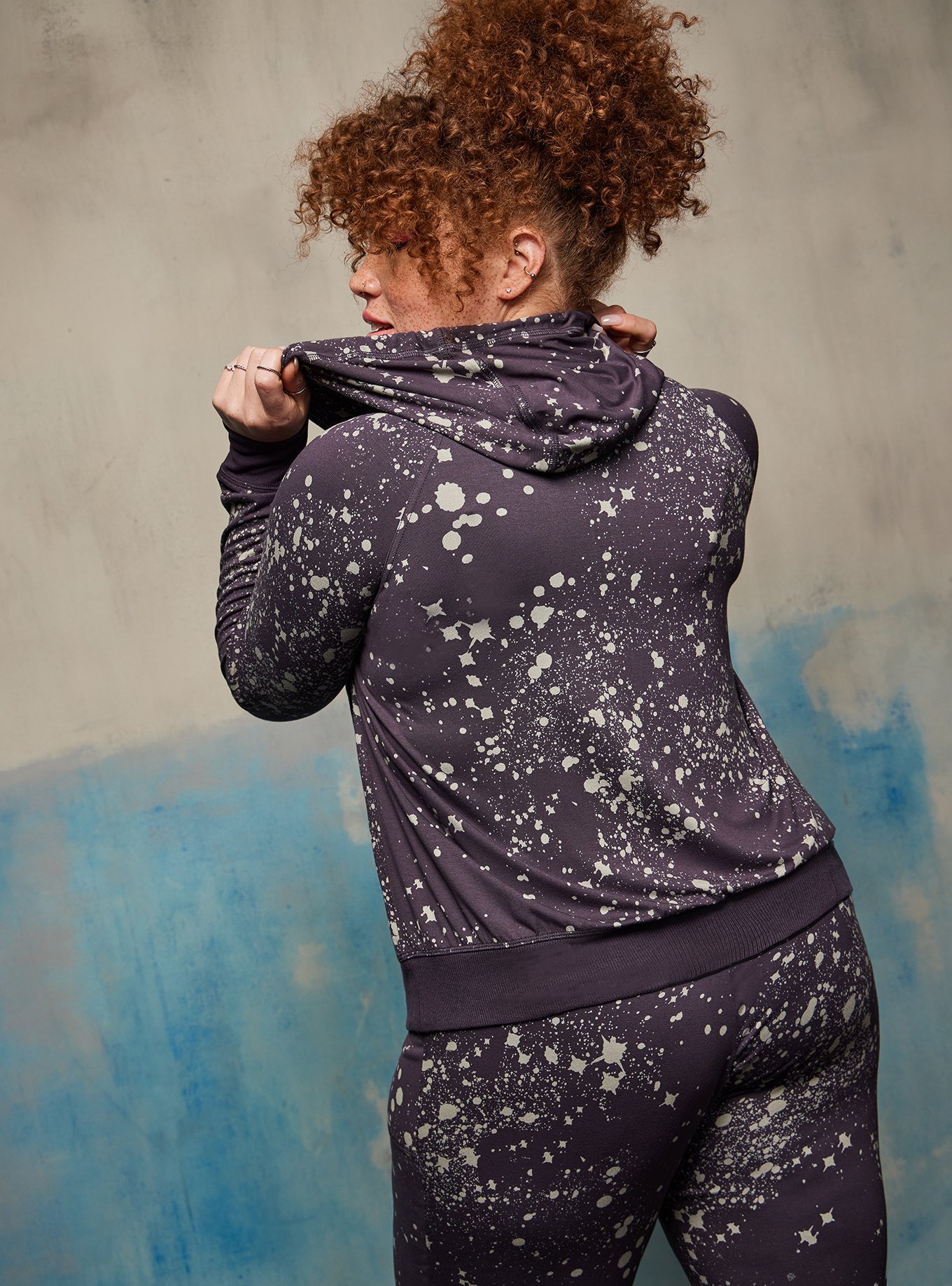 Plus Size - Zip-Up Hoodie - Super Soft LoveSick Skulls Splatter Grey ...
