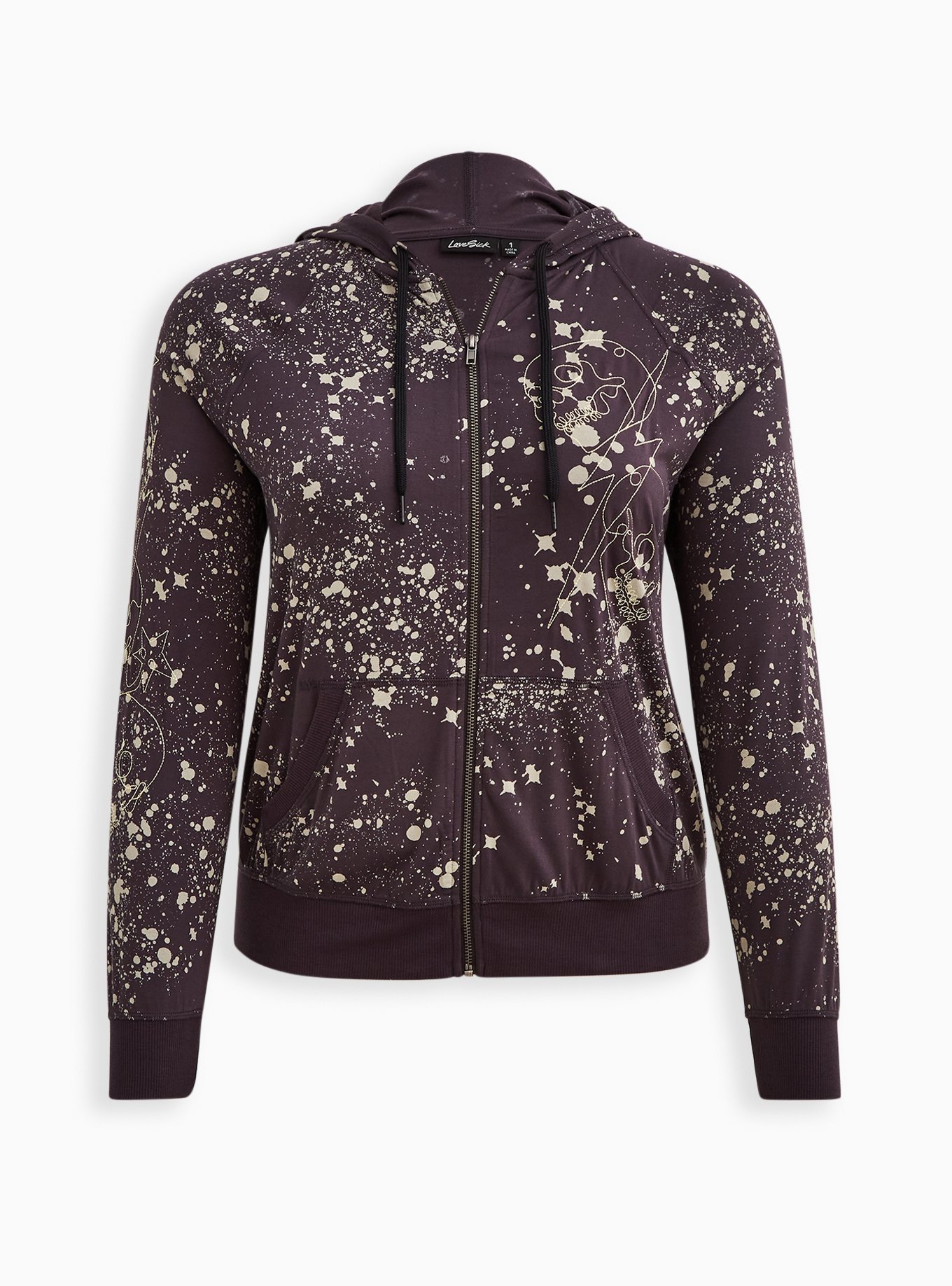 Plus Size - Zip-Up Hoodie - Super Soft LoveSick Skulls Splatter Grey ...