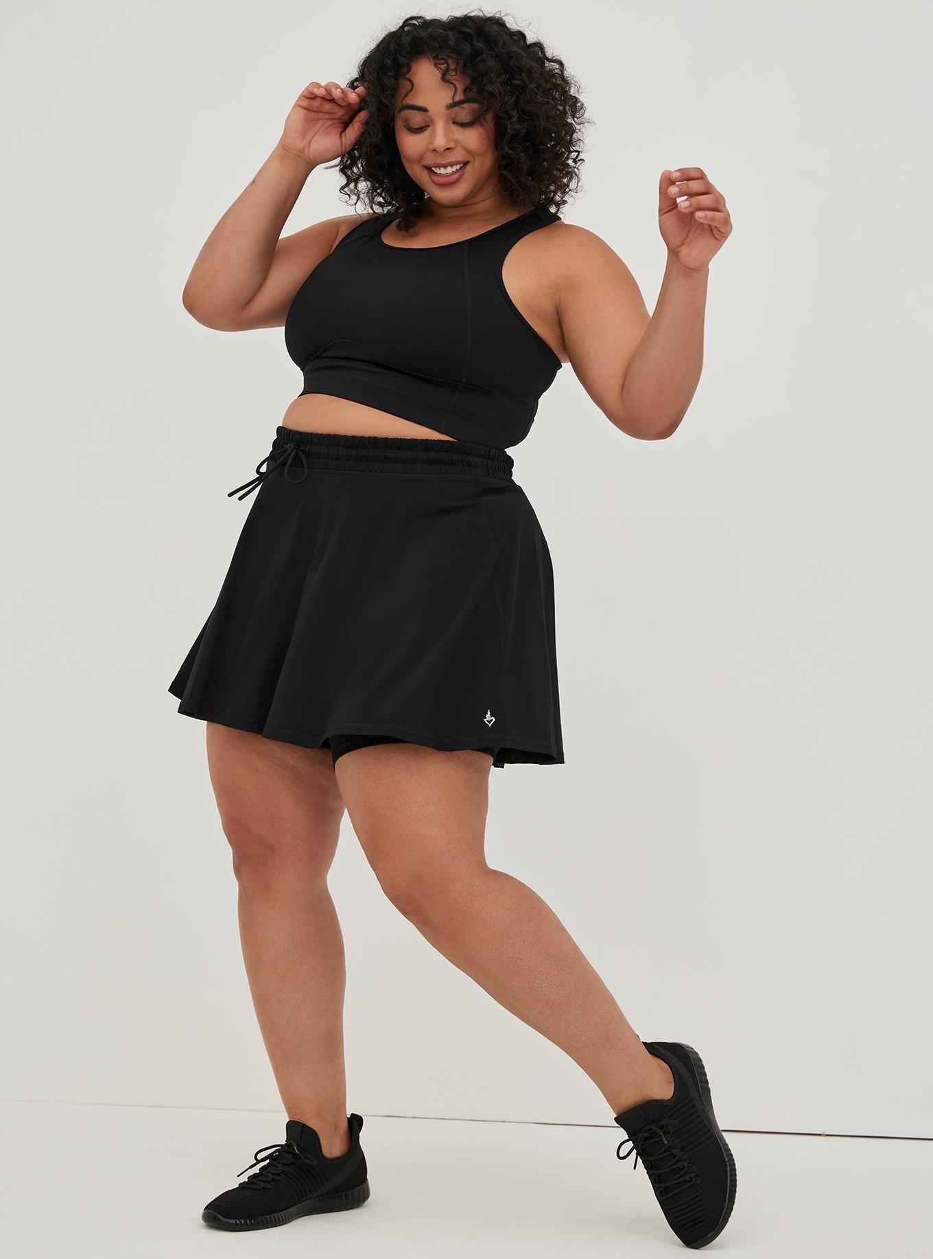 Plus Size - Stretch Knit Mini Active Skirt With Bike Short