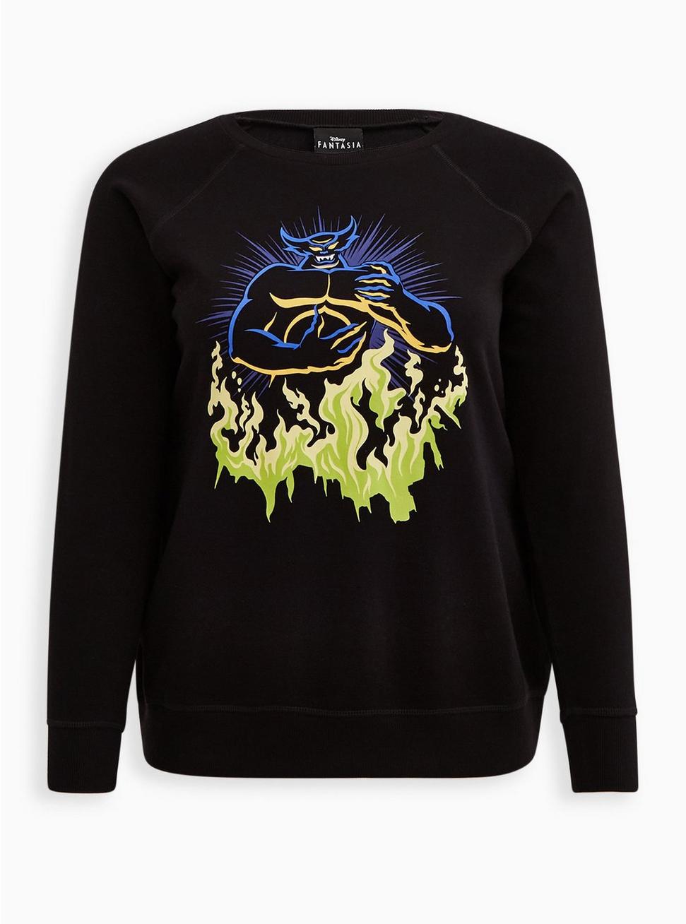 Plus Size Sweatshirt - Fleece Disney Fantasia Chernabog Wings, DEEP BLACK, hi-res