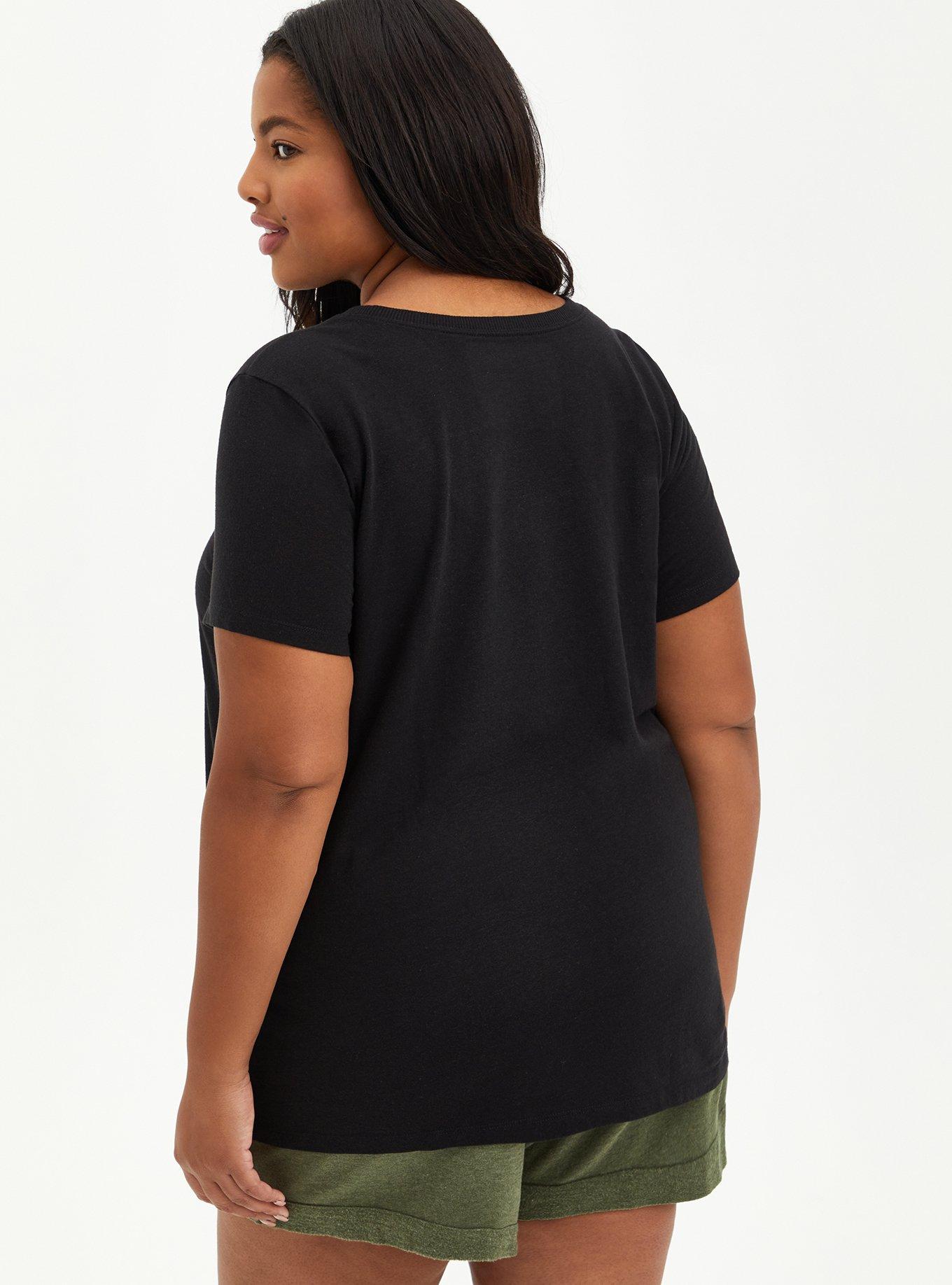 Plus Size Vintage Tee - Triblend Jersey Black Flowers, DEEP BLACK, alternate