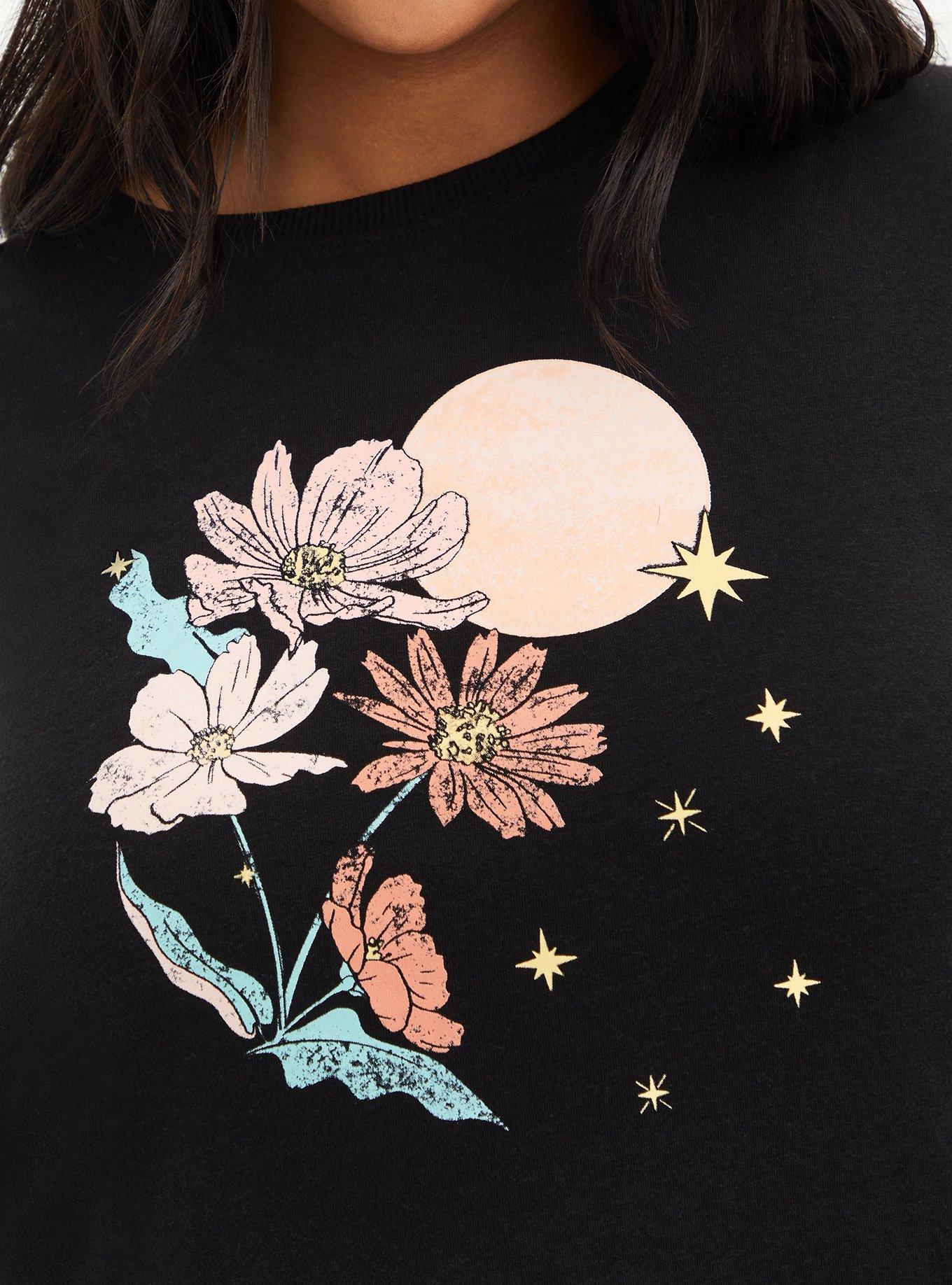 Plus Size Vintage Tee - Triblend Jersey Black Flowers, DEEP BLACK, alternate