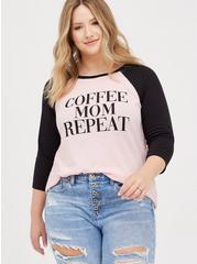 Plus Size Classic Fit Raglan Top - Coffee Mom Pink, PALE BLUSH, hi-res