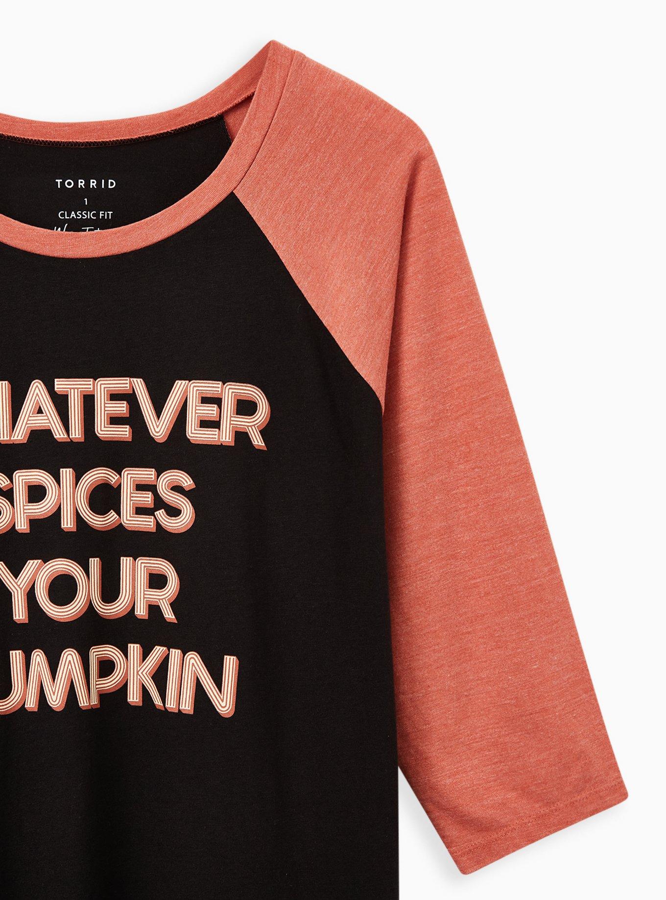 Plus Size Classic Fit Raglan Tee - Whatever Spices Your Pumpkin Black, DEEP BLACK, alternate