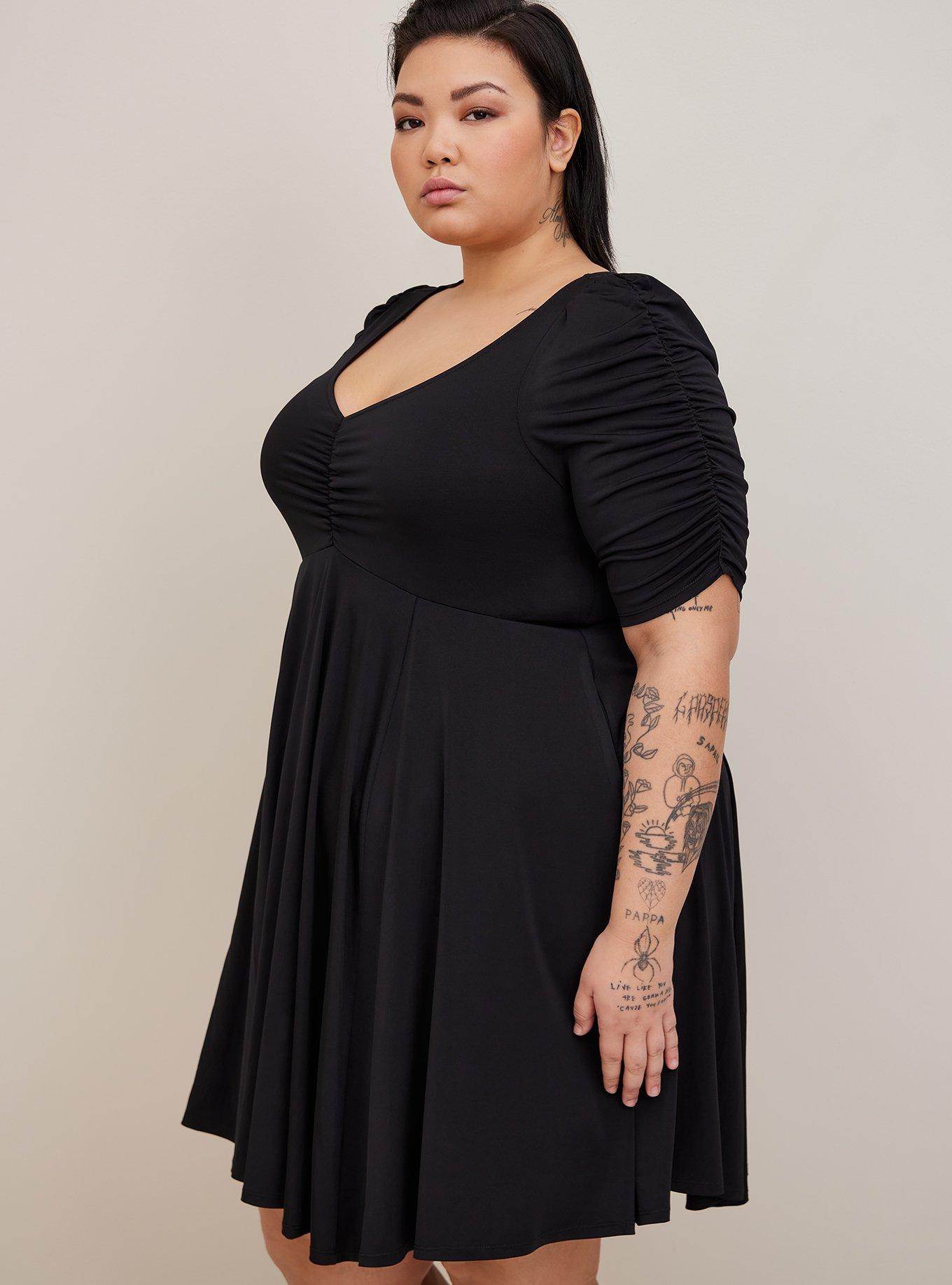 Plus Size - Black Faux Leather Skater Dress - Torrid