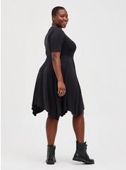 Plus Size Mini Studio Cupro Skater Dress, DEEP BLACK, alternate