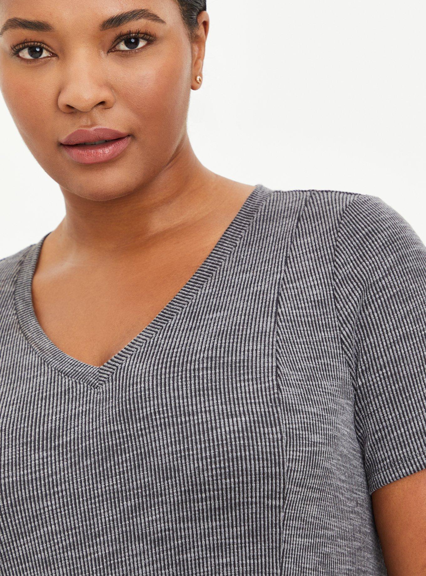 Plus Size Mini Rib Knit Fit And Flare Dress, CHARCOAL, alternate