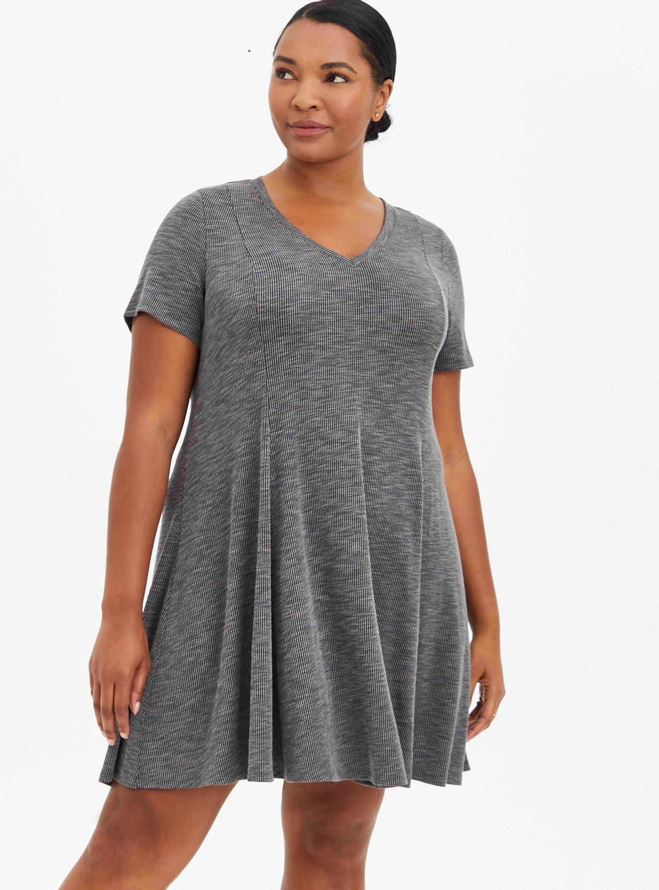 Plus Size Mini Rib Knit Fit And Flare Dress Torrid