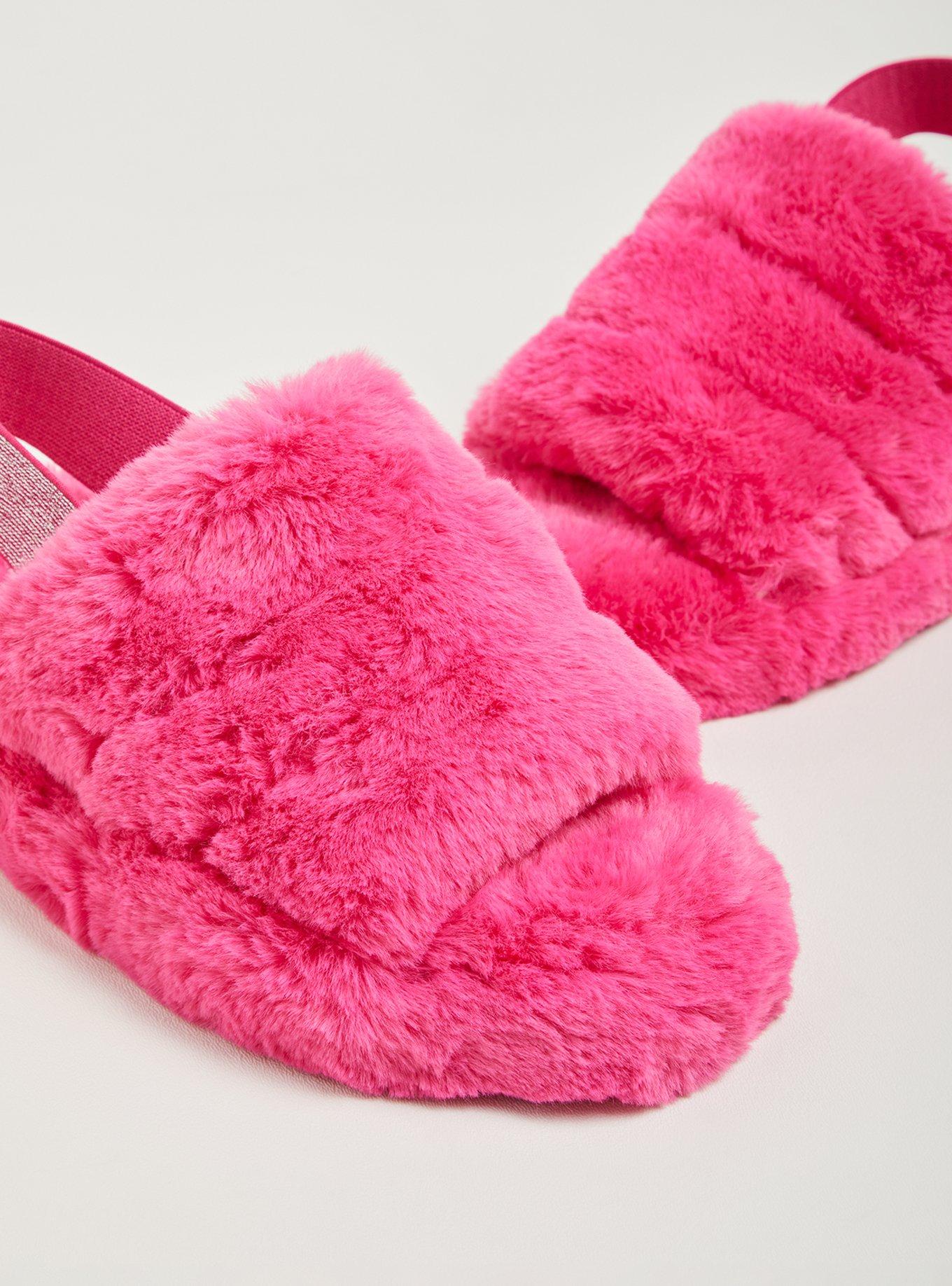 Plus Size Fur Band Platform Slipper (WW), HOT PINK, alternate
