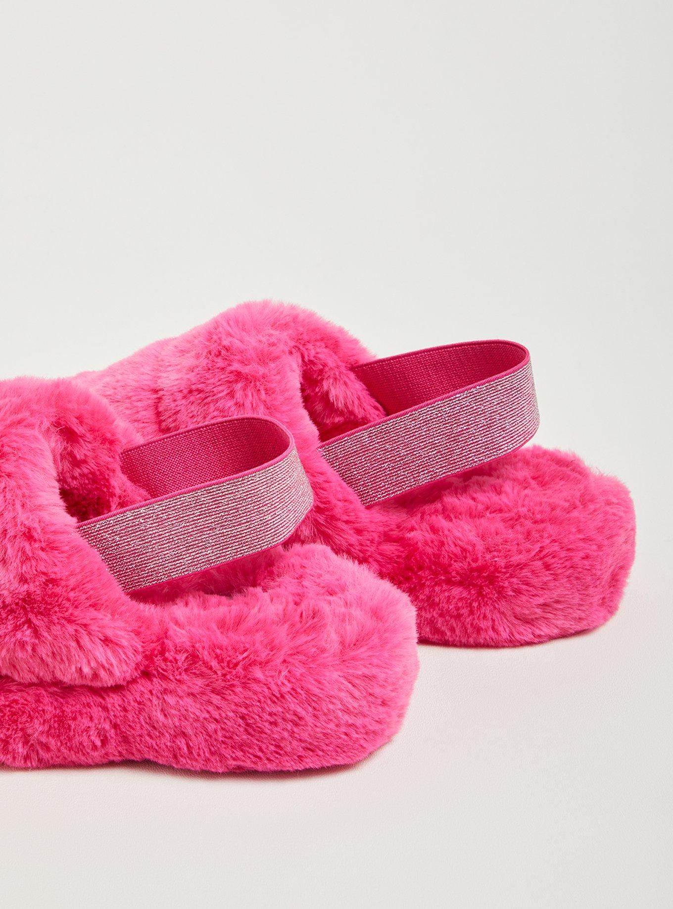 Plus Size Fur Band Platform Slipper (WW), HOT PINK, alternate