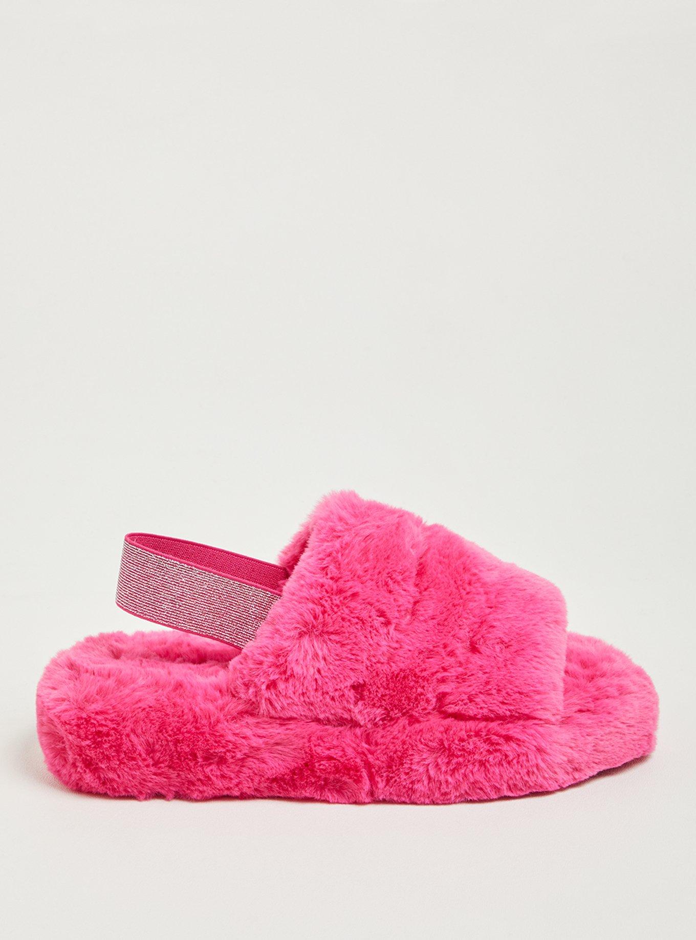 Plus Size Fur Band Platform Slipper (WW), HOT PINK, alternate