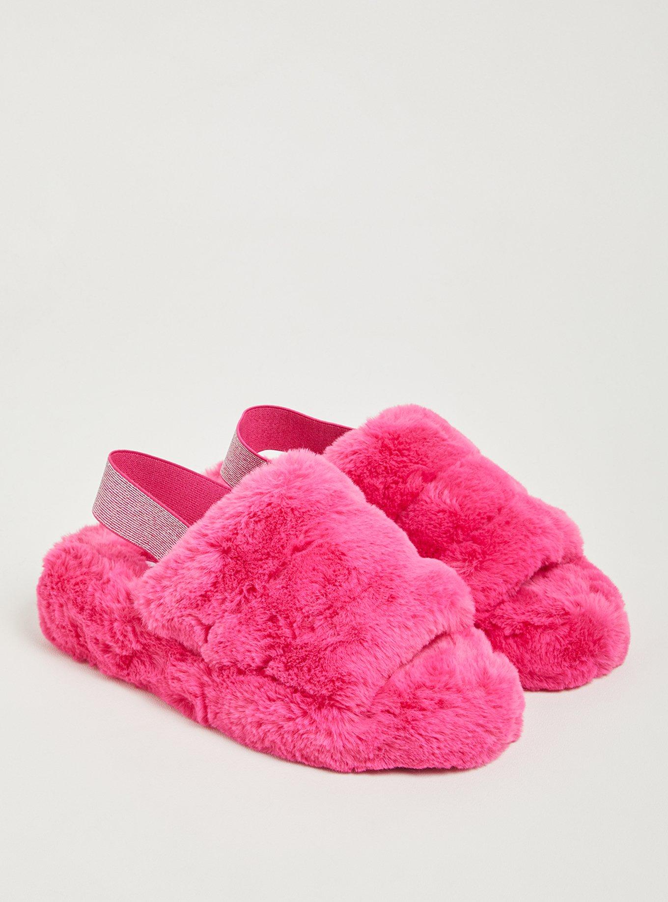 Plus Size Fur Band Platform Slipper (WW), HOT PINK, hi-res