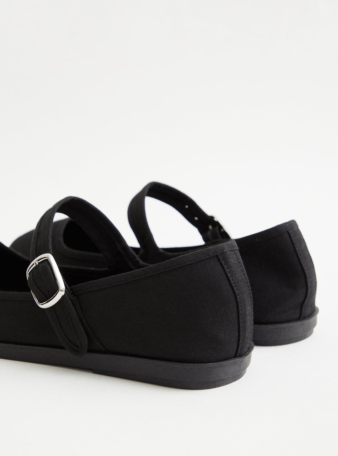 Flat Mary Jane Shoe - Black Canvas (WW), BLACK, alternate