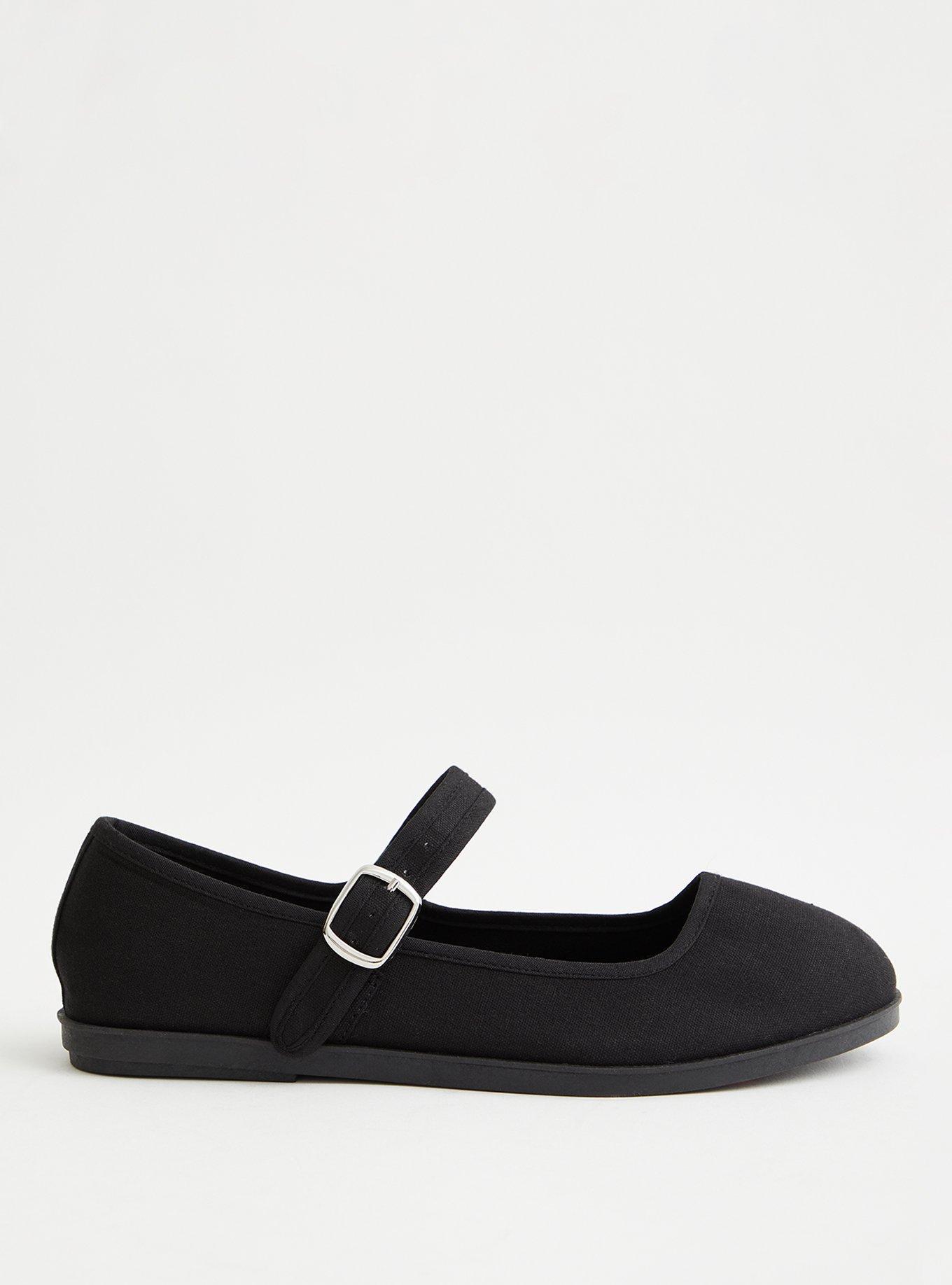 Flat Mary Jane Shoe - Black Canvas (WW), BLACK, alternate