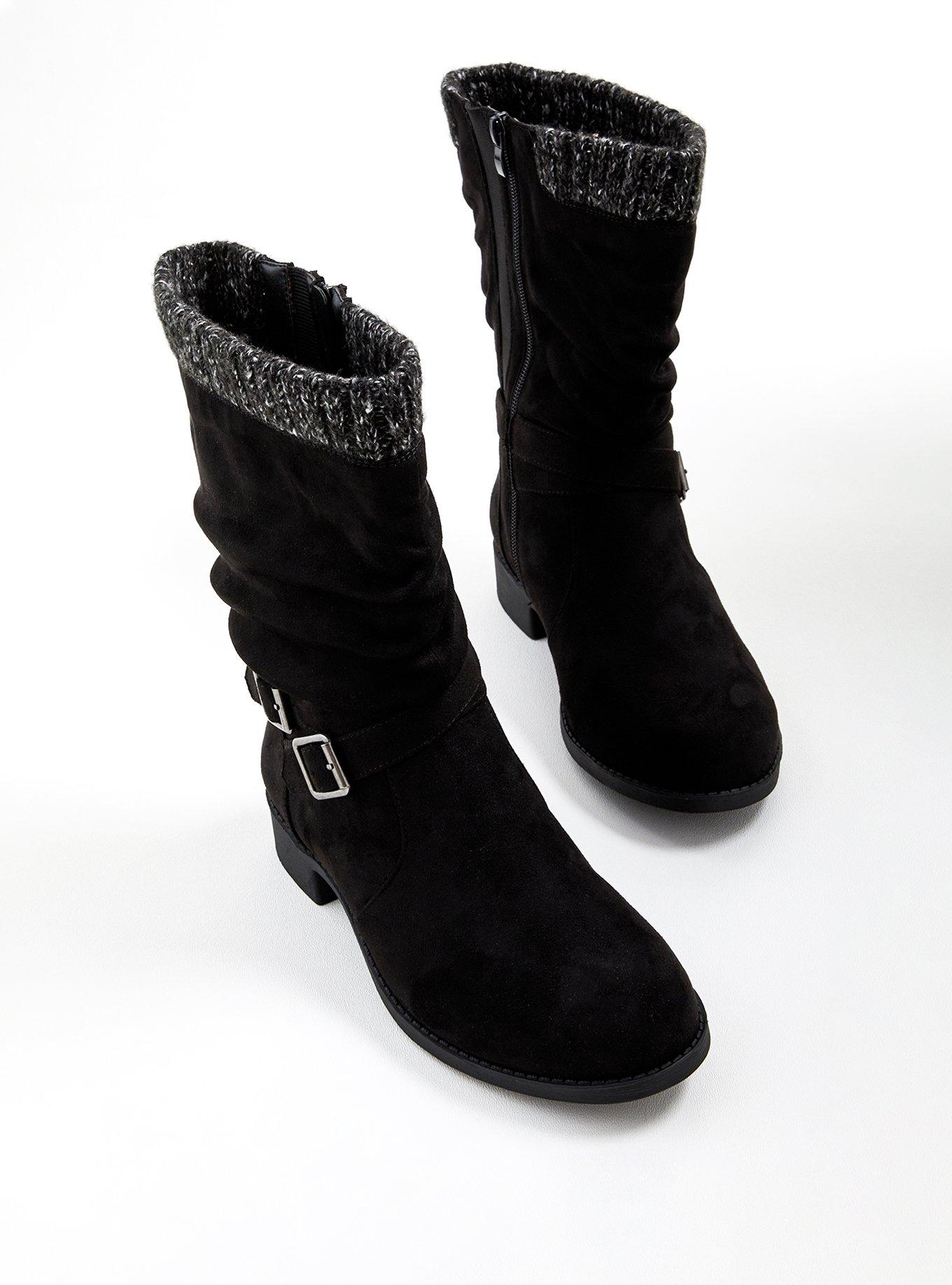 Plus Size Sweater Trim Moto Boot WW Torrid