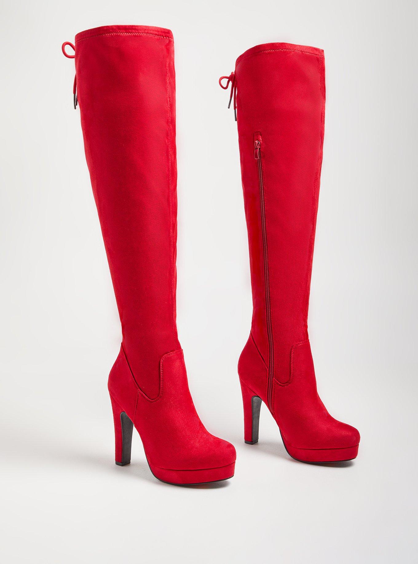 Plus fashion size red boots