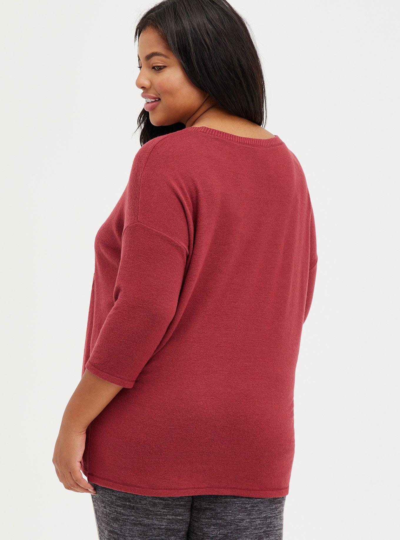 Disney Winnie The Pooh Lounge Top - Super Soft Plush, BURGUNDY, alternate