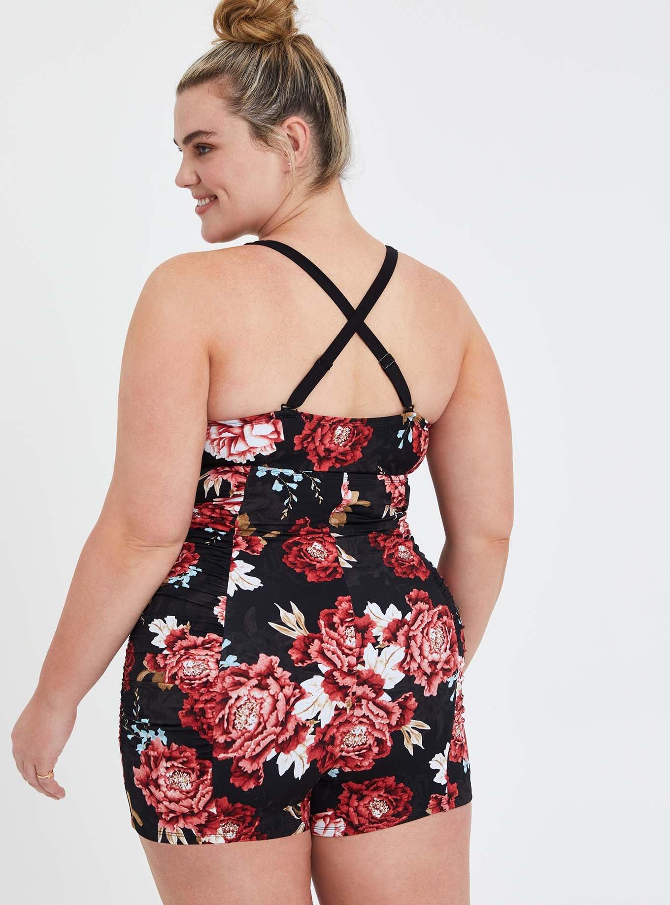 Plus Size - Retro Wired Swim Romper - Floral - Torrid