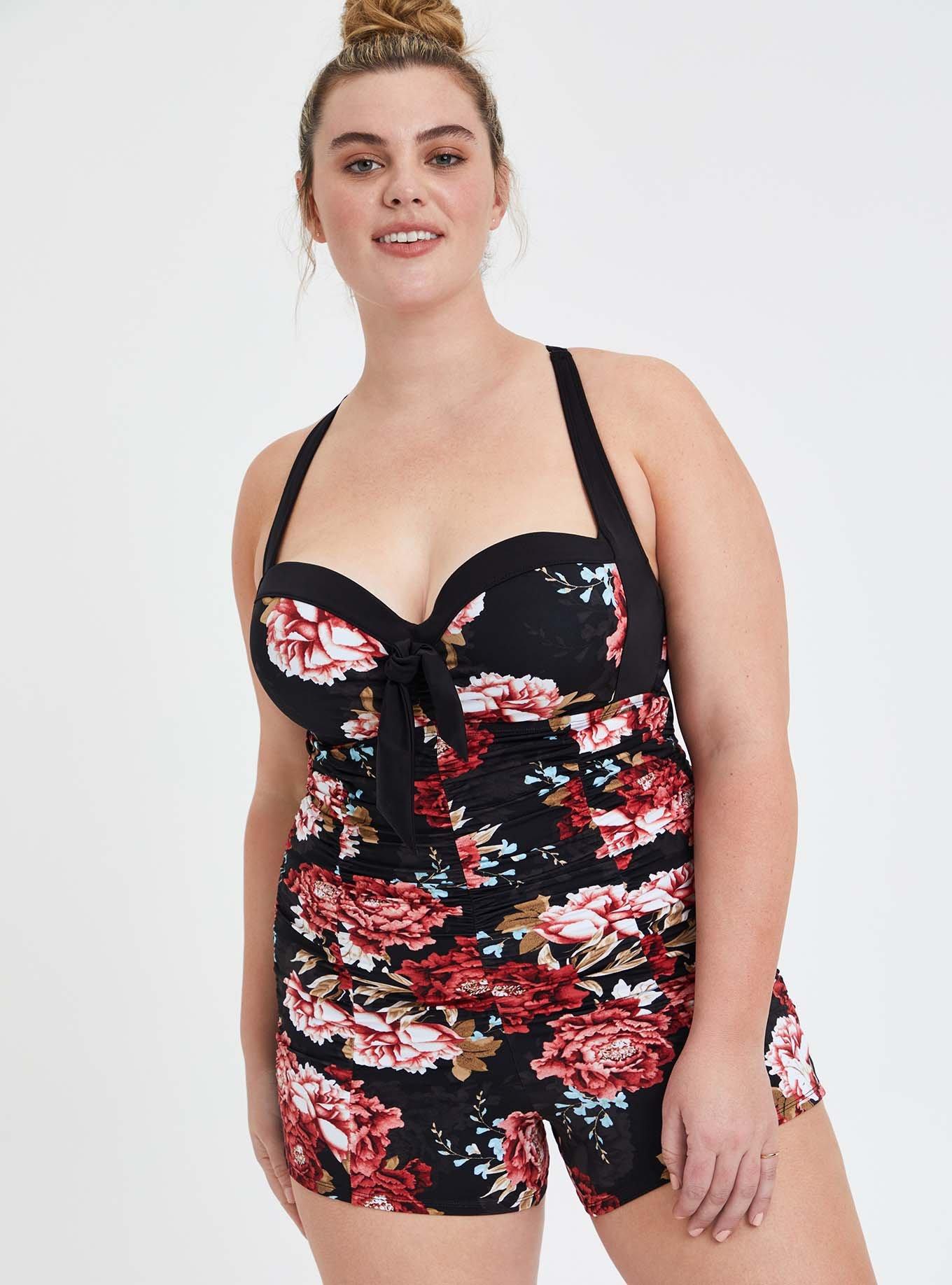 Plus Size - Retro Wired Swim Romper - Floral - Torrid