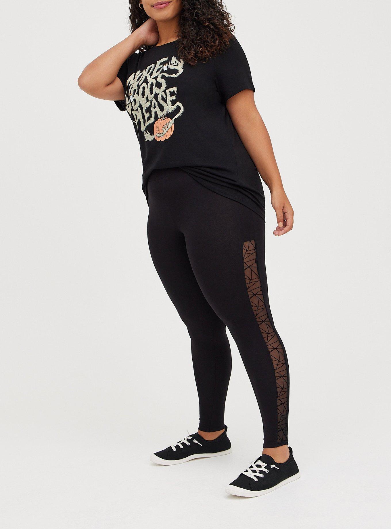 Plus Size - Premium Legging - Flocked Side Geo Floral Black - Torrid