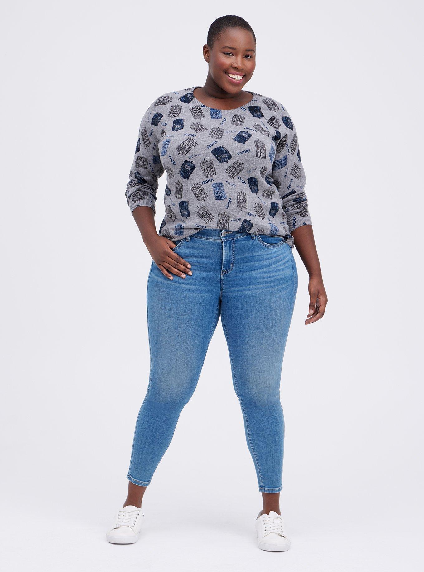 Plus Size  Pullover Sweater - Her Universe Dr. Who TARDIS , HEATHER GREY, alternate