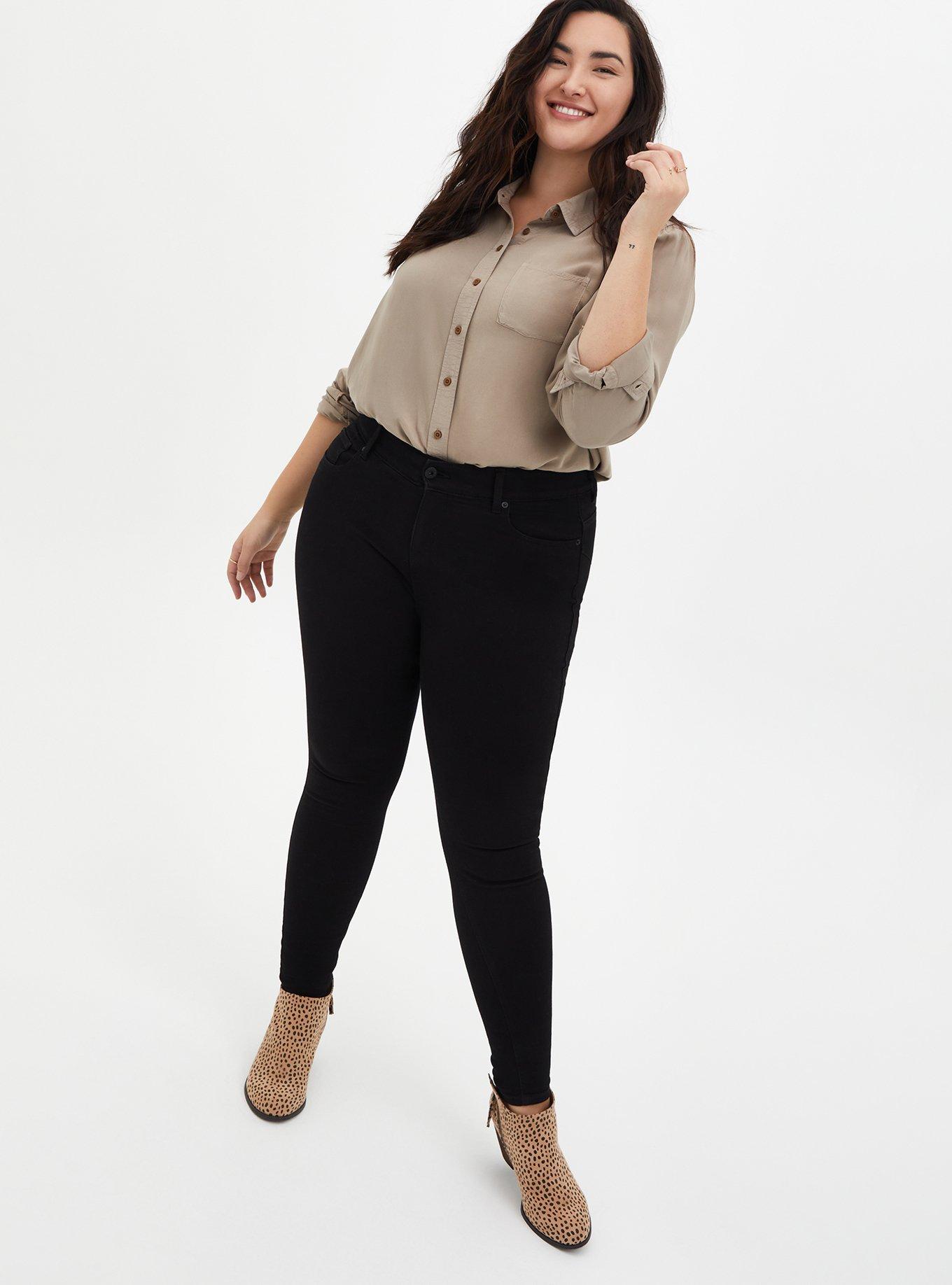 Plus Size Lizzie Rayon Twill Button-Up Long Sleeve Shirt, ATMOSPHERE, alternate