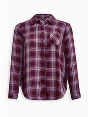 Plus Size Lizzie Rayon Twill Button-Up Long Sleeve Shirt, BUNDLE UP PLAID, hi-res