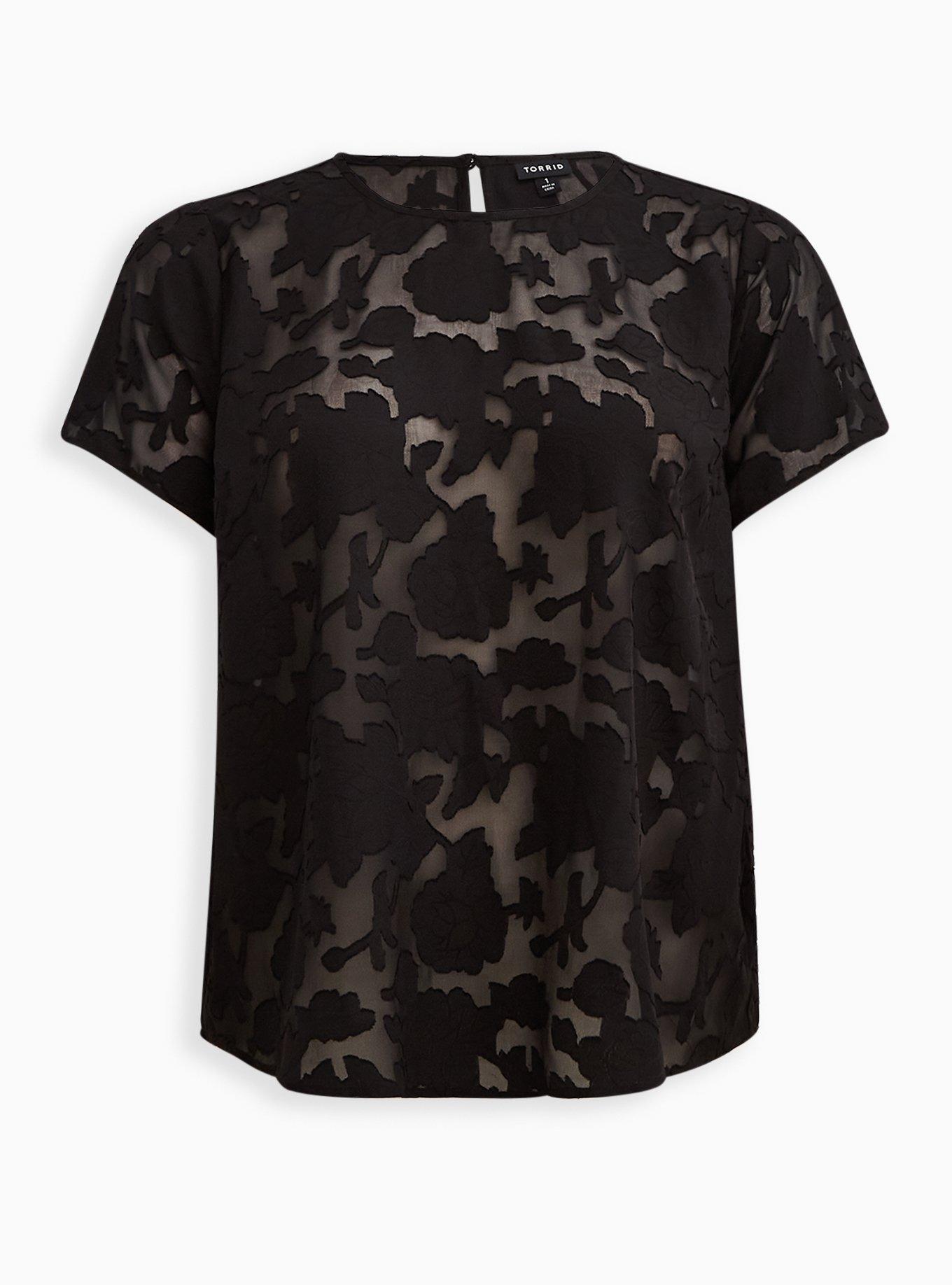 Abbey Chiffon Clip Floral Top, DEEP BLACK, hi-res